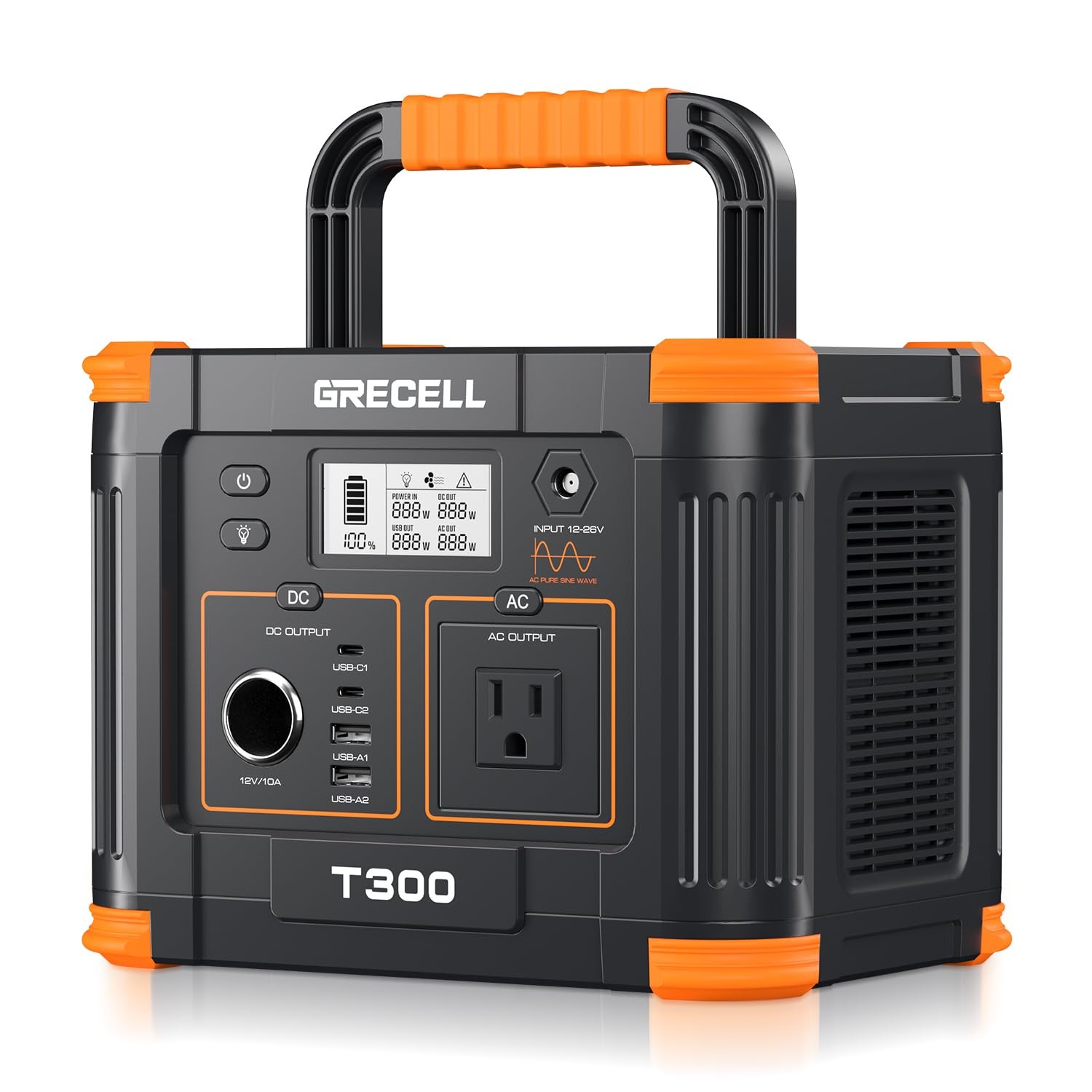 GRECELL Portable Power Station 300W 230.88Wh, Solar Generator with 60W USB-C …