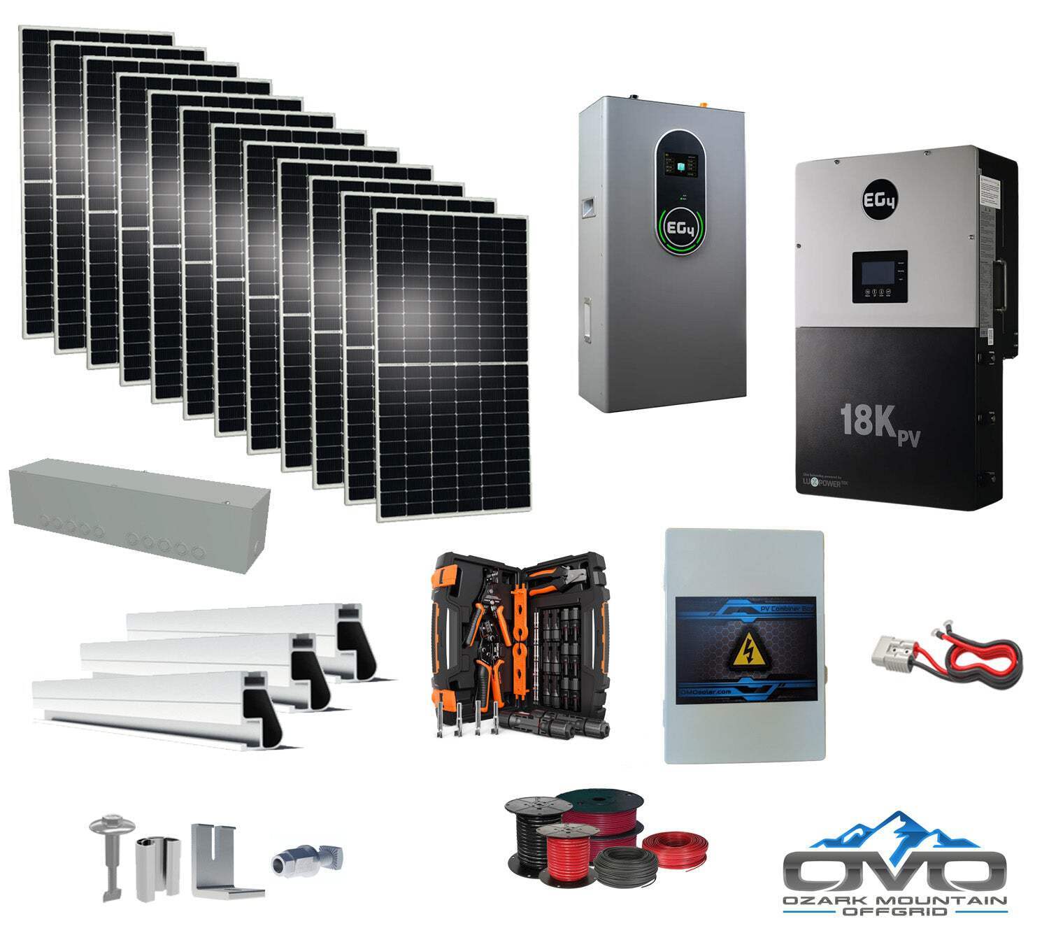 6KW Complete Offgrid Solar Kit + EG4 18kPV Inverter + 14.3KW 48V EG4 Lithium Ind
