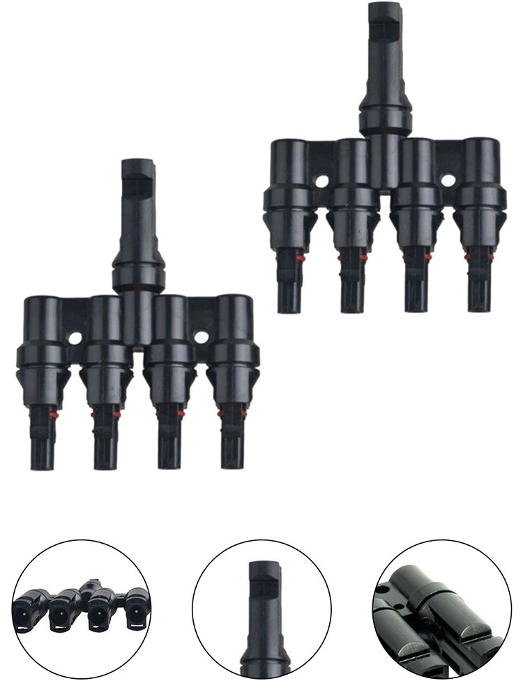 1 Pair Solar Panels Cable 4 To 1 T Branch Connector Fuse-Holder Splitter Coupler