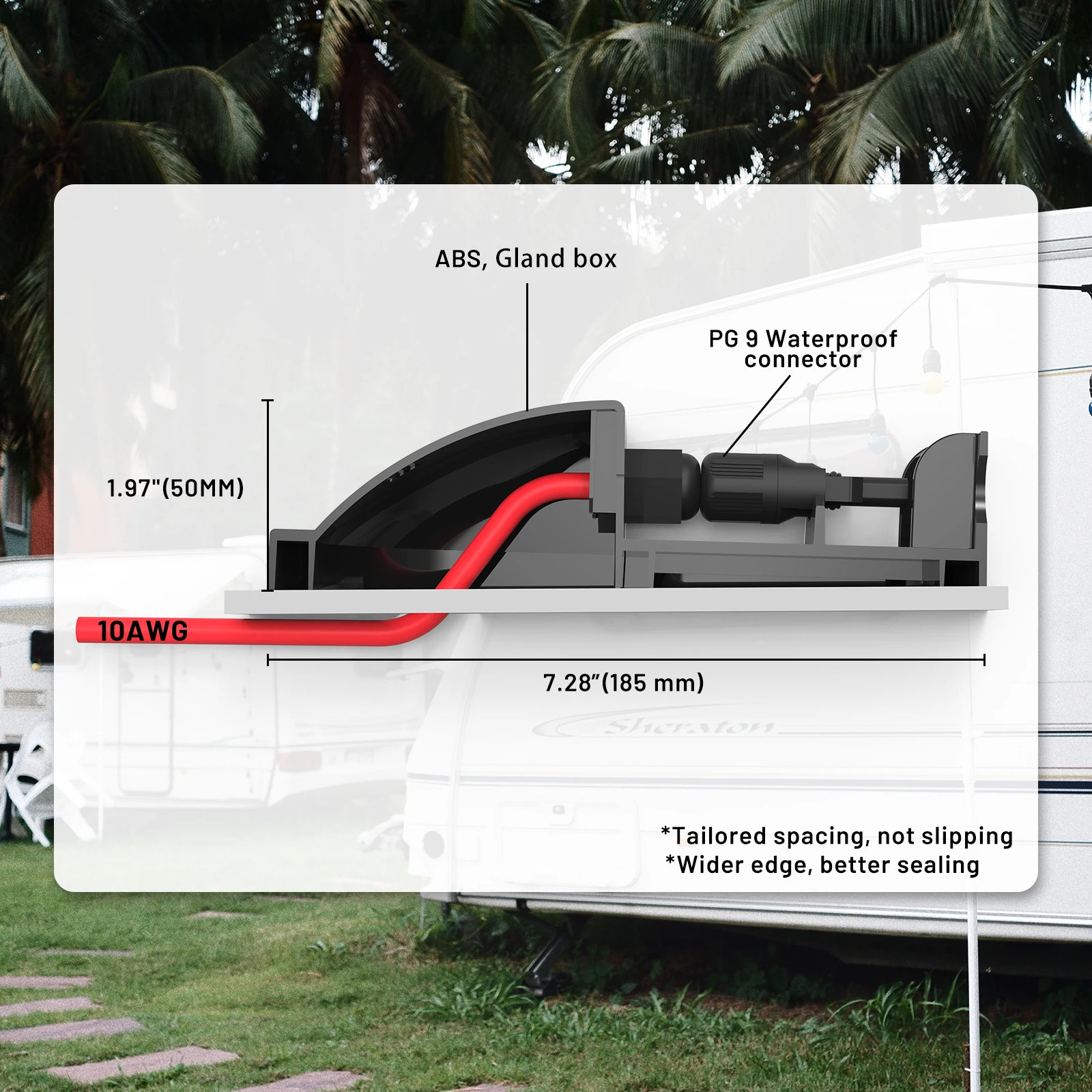 Solar Double Cable Entry Gland Box ABS Black Waterproof Dual Wire Connector Adap