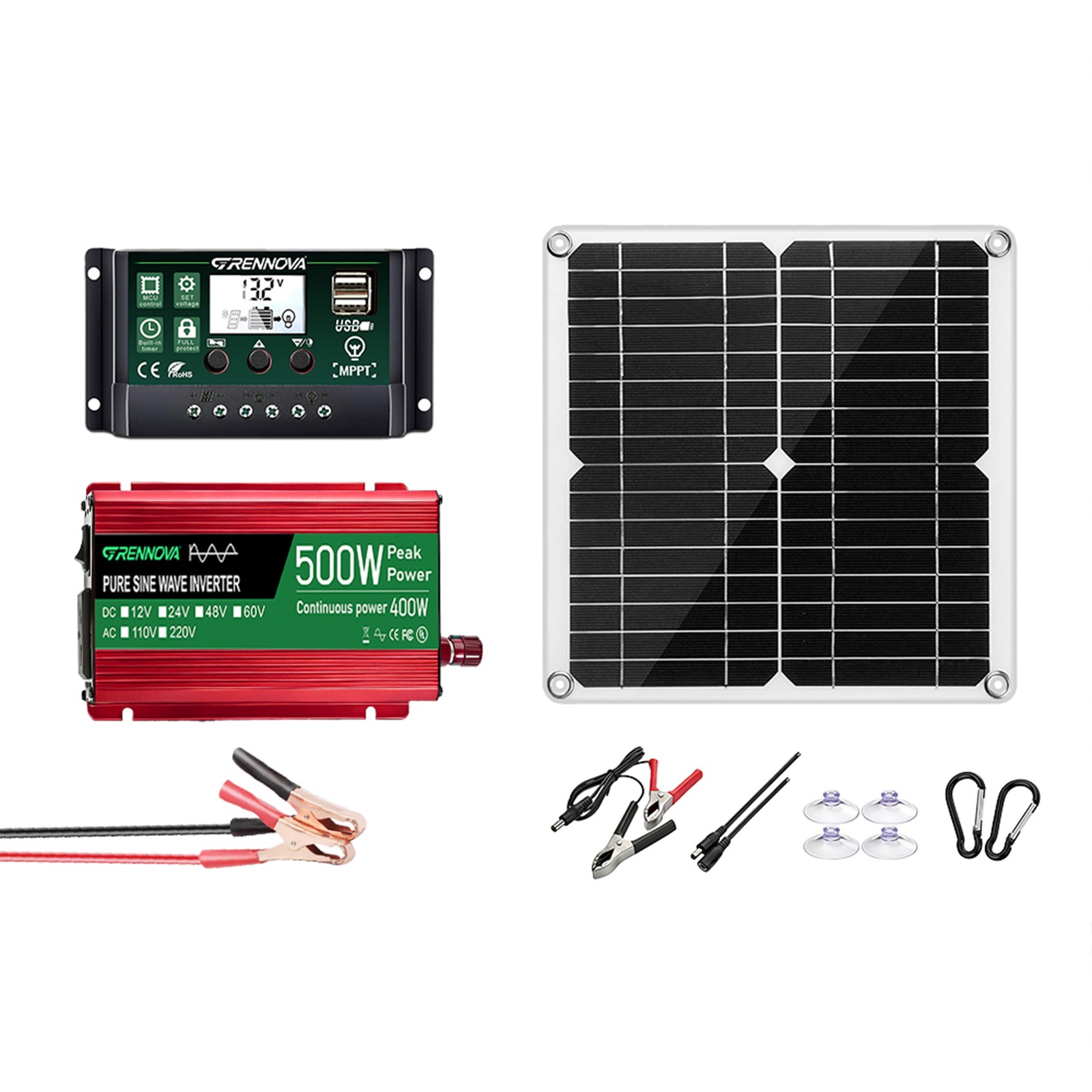 Grennova 500W Pure Sine Solar Kit 60A MPPT RV Home Off-Grid Power