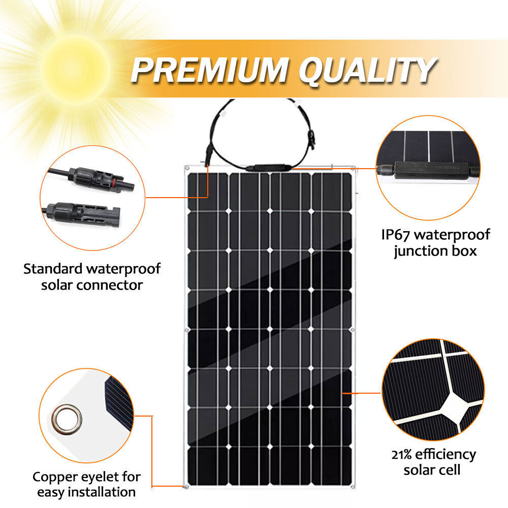 300W Flexible Solar Panel Hi-Efficiency Roof Solar Modul Outdoor IP68 US SUPPLY