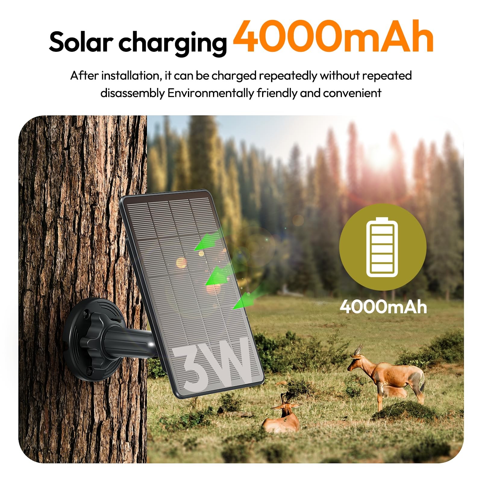 Trail Solar Panel 12V/6V Solar Panel with 4000mAh 3W Solar Battery Kit with H…