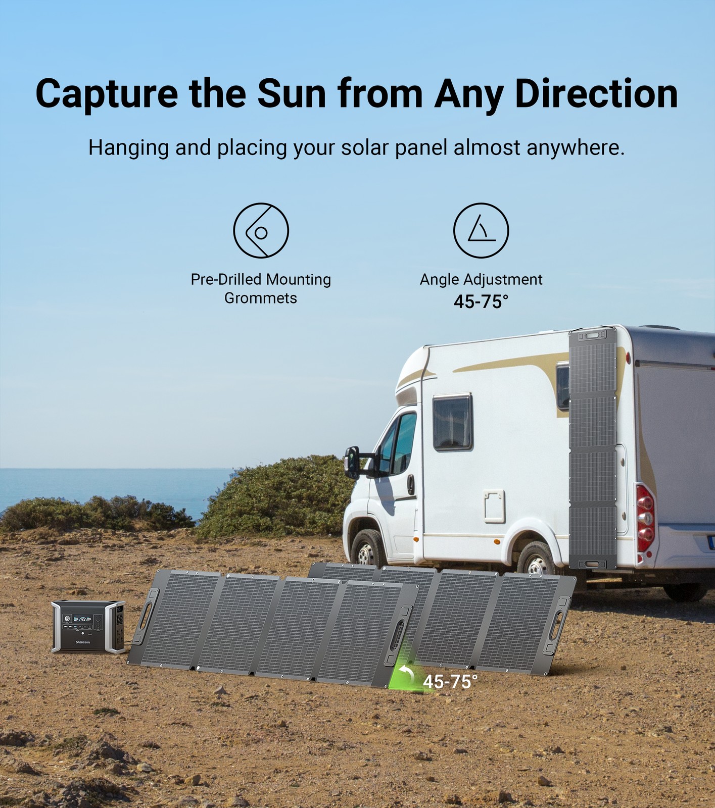 Dabbsson 2200W 2330Wh Power Station LiFePO4 w/ 2x 210W Foldable Solar Panels