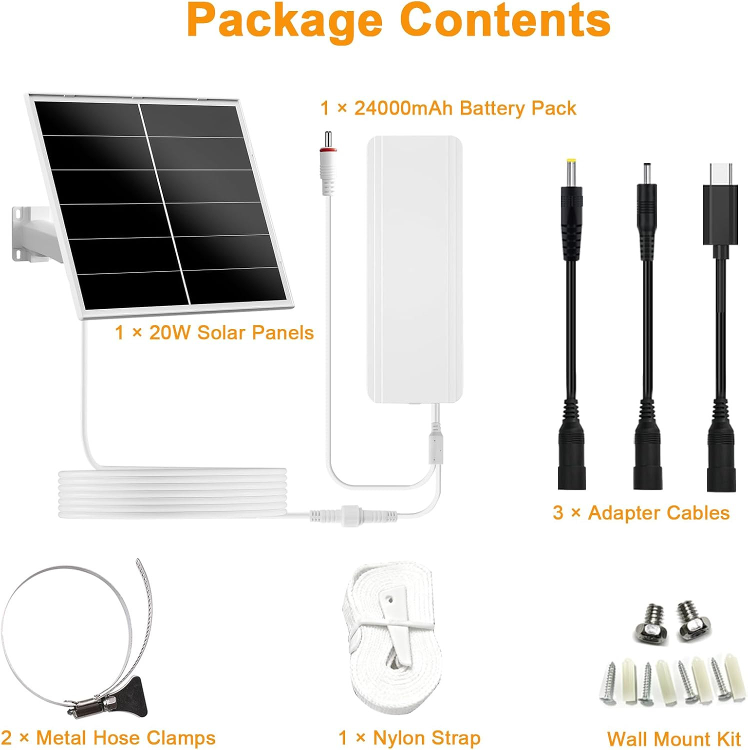 20W Solar Panel Kit with 24000Mah Battery, 5V/12V Adjustable Output, DC & USB-C