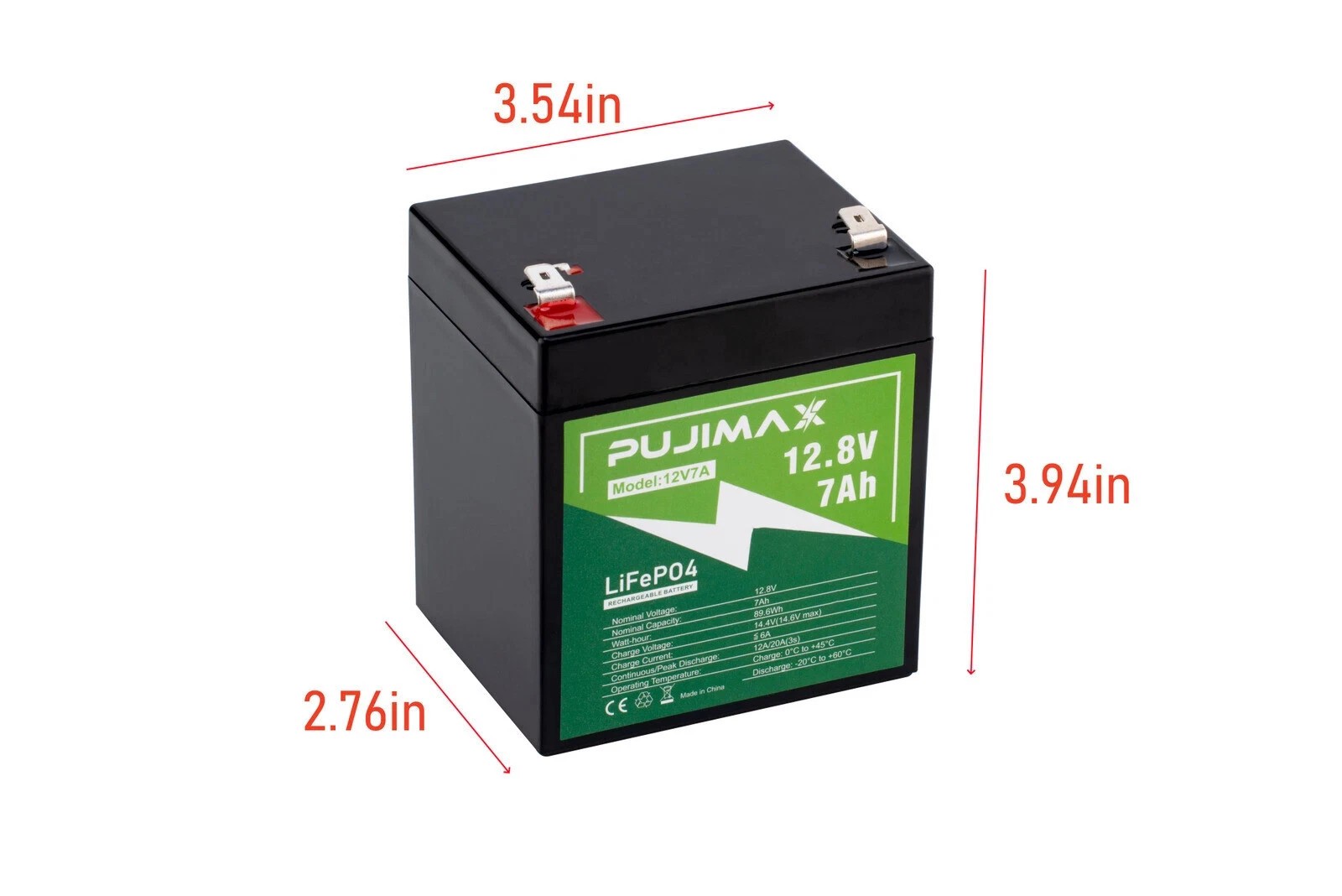 12V 7Ah Lithium LiFePO4 Deep Cycle 3000+ Cycles Rechargeable Battery for Solar