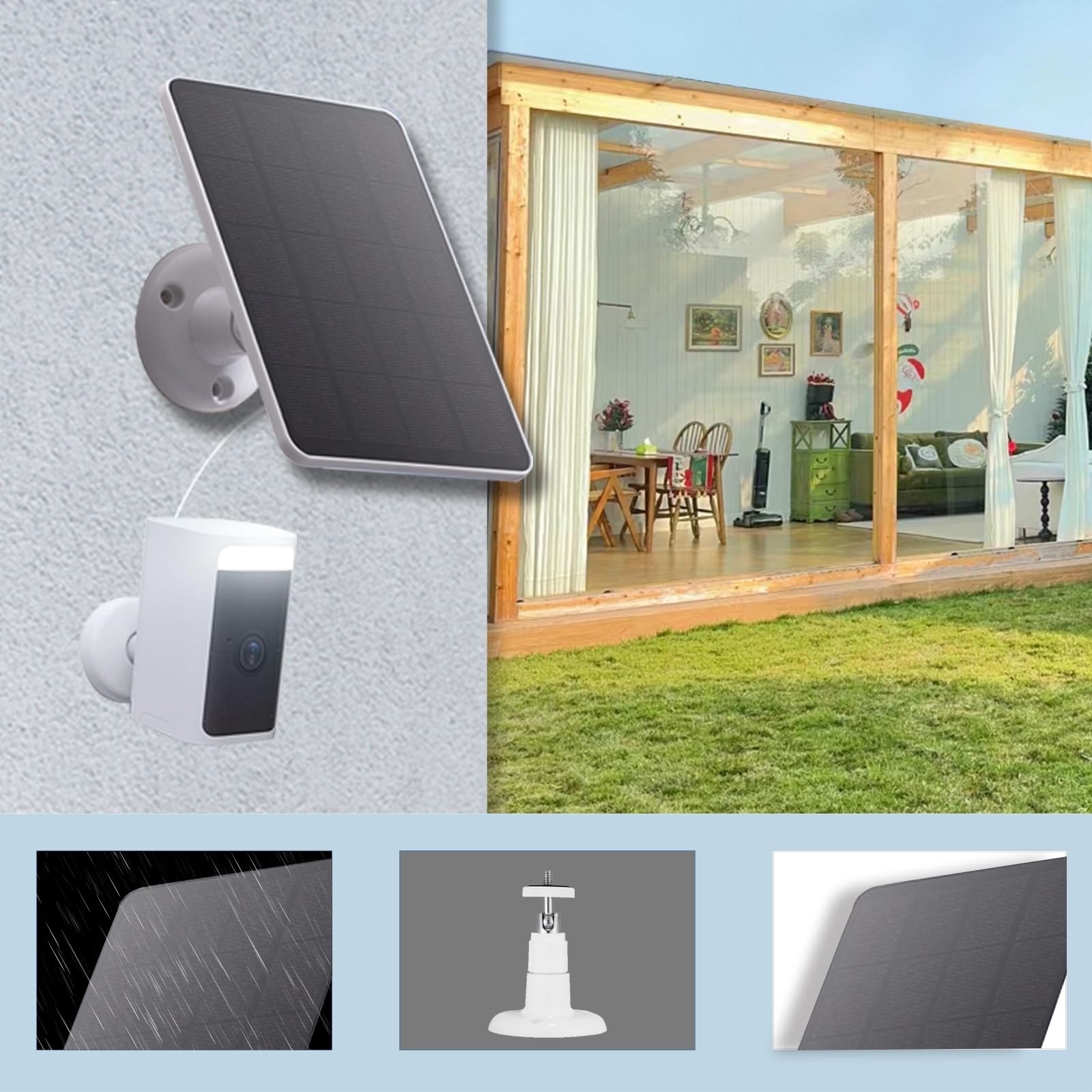 2 Pack Solar Panels Compatible with WYZE Battery Cam Pro, Solar Panels for Wir