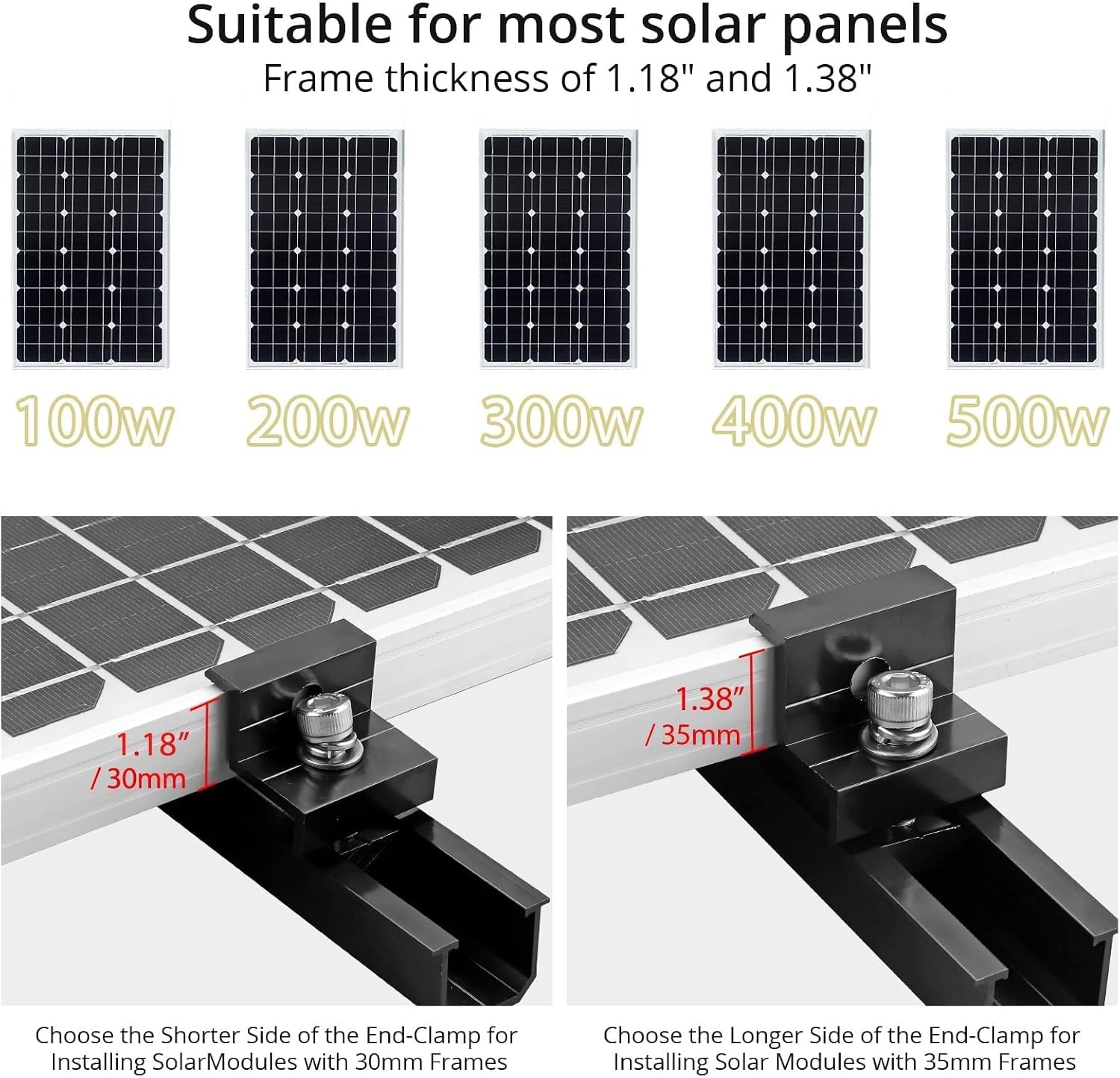 Solar Panel Mounting Brackets,Included 10×4.72 in Rails+4 end Clamps+6 Center