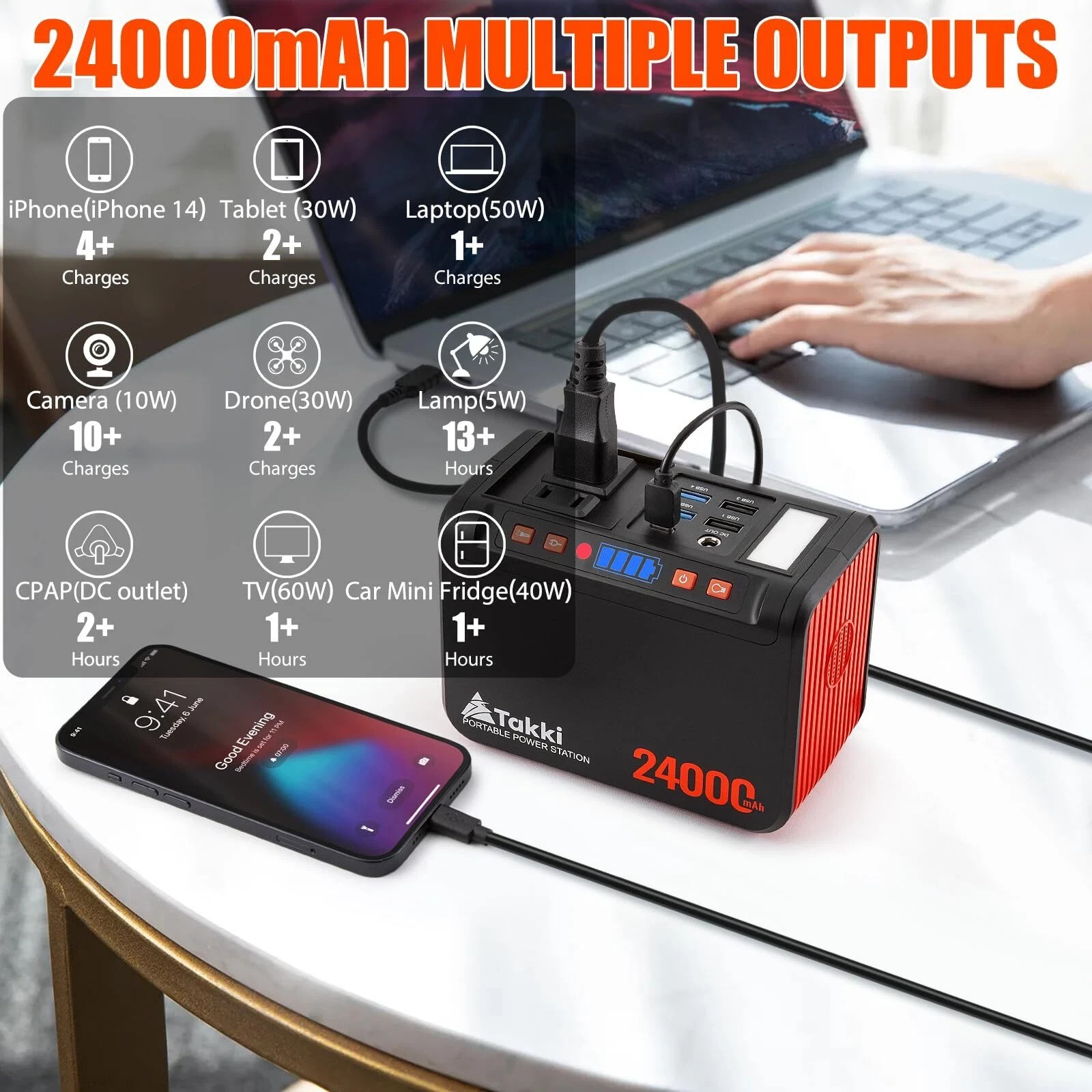 80W Generador Eléctrico Portátil Con AC DC 110V USB y Linternas LED Para Casa