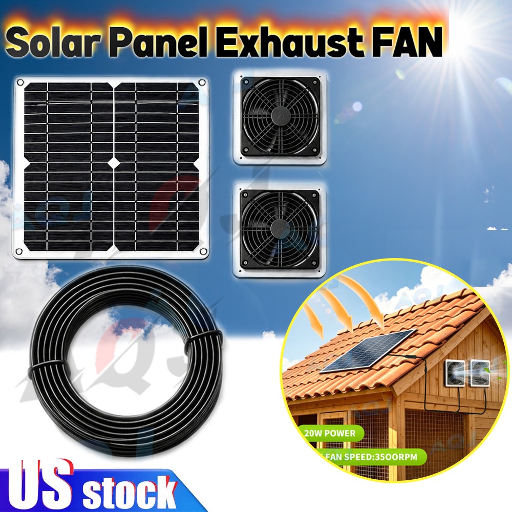 18V Solar Attic Fan Kit 14″ DC Fan with 25W Motor for Roof Vent or Chicken Coop