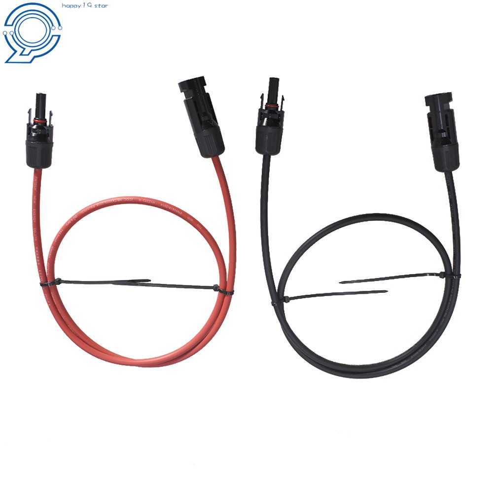 1 Pair 3 Feet Solar Panel Extension Cable Wire Connector 10 AWG Black + Red