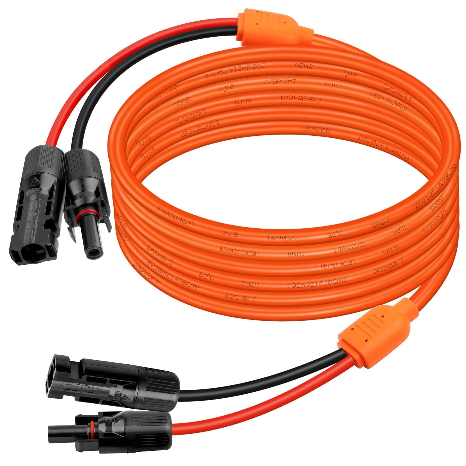 20FT Solar Extension Cable, 14AWG Tinned Copper, Heavy Duty Outdoor Power Cord f