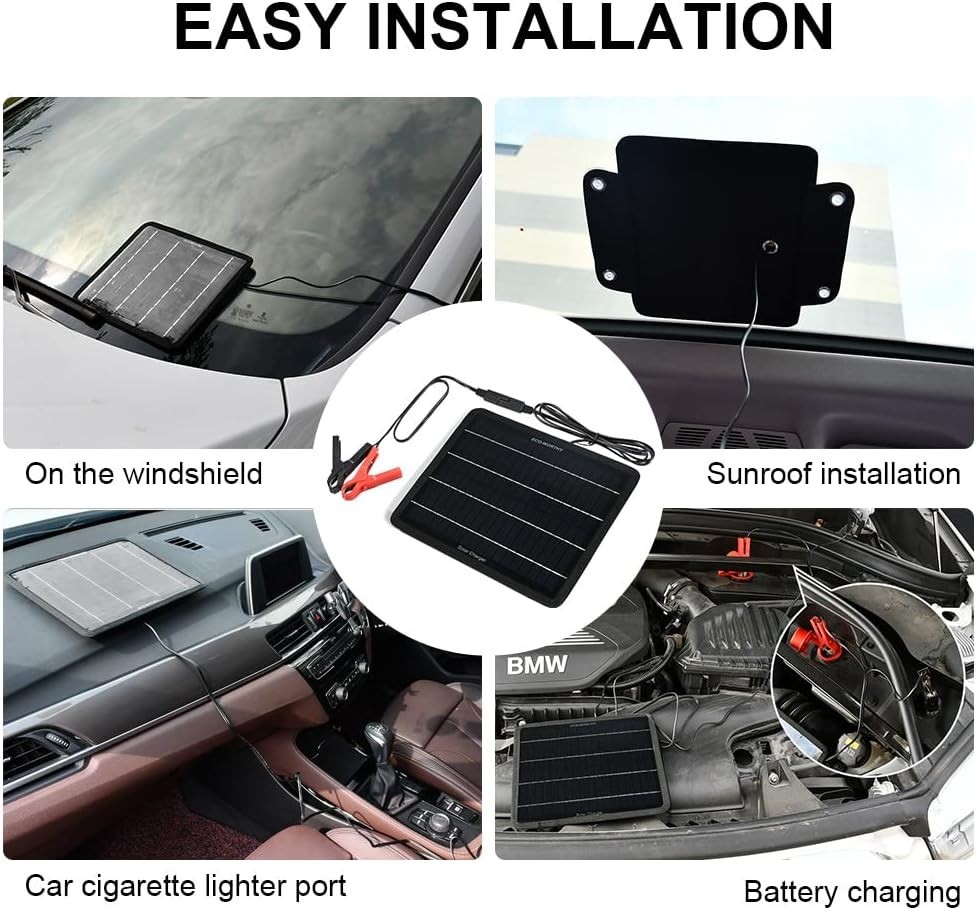 Easy Install 10W Solar Trickle Charger for Cars, Trucks, and Boats – Waterproof