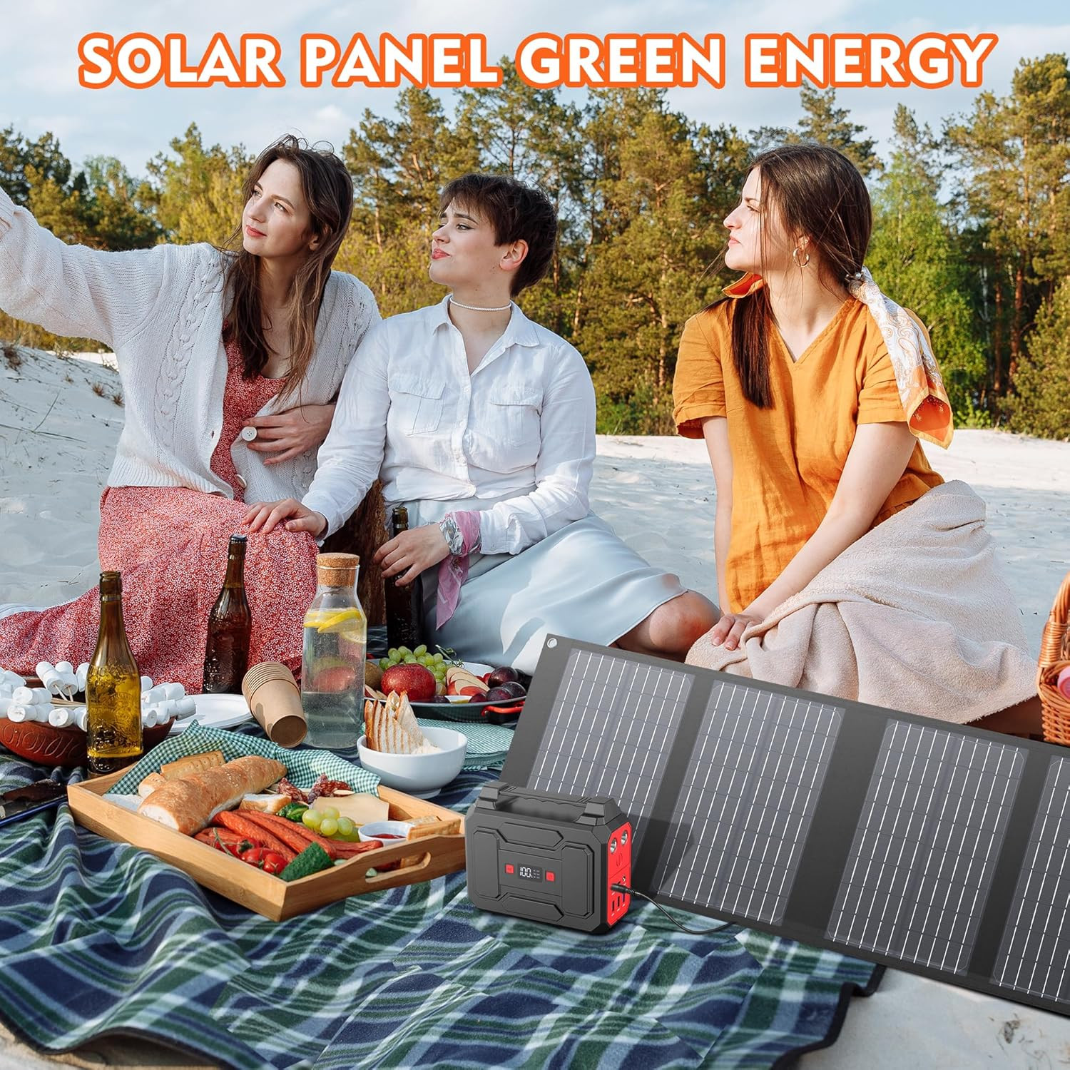 Solar Powered Generator 200W Peak/100W Rated, Portable Generator Power Station w