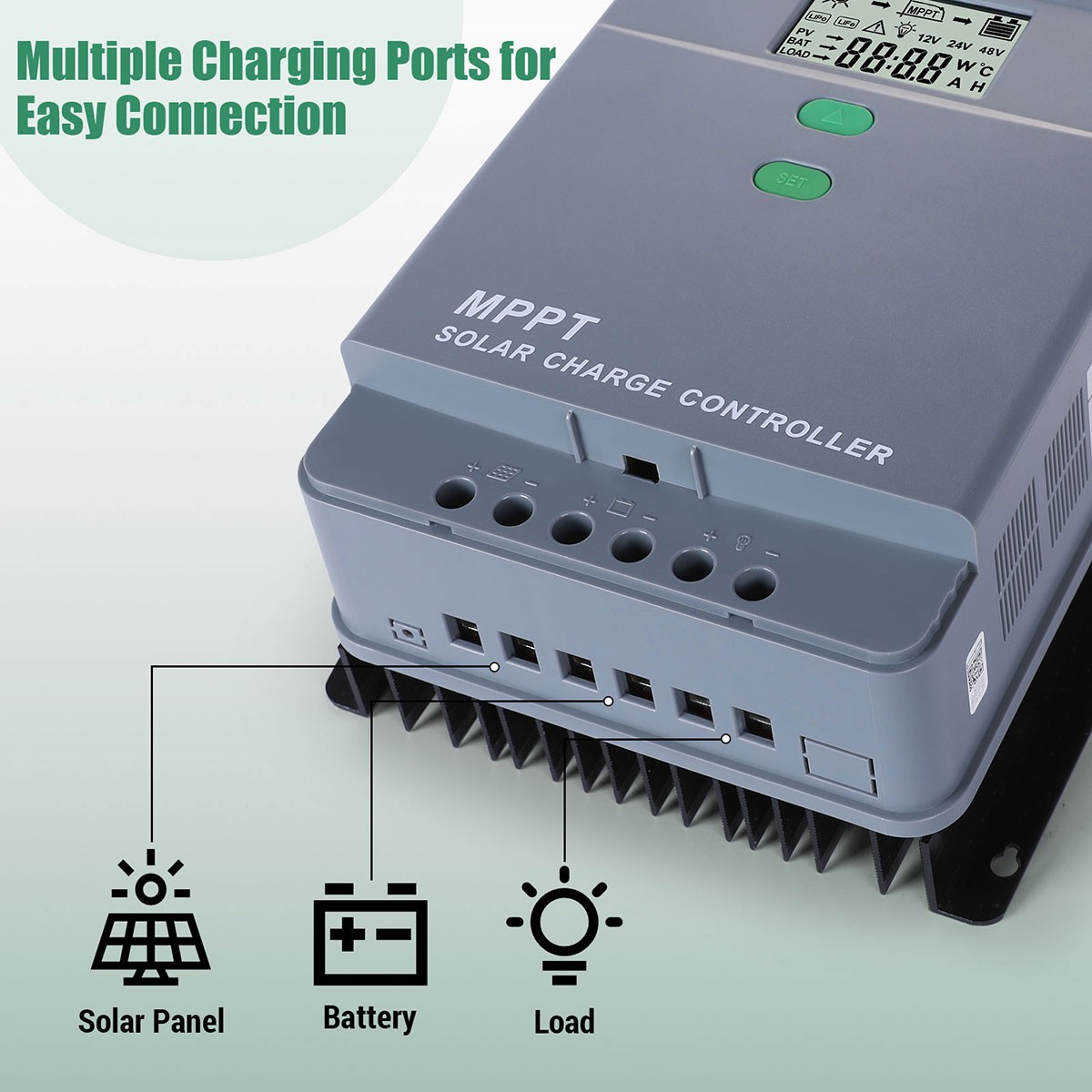 12/24V 10-100A MPPT PWM Solar Panel Regulator Battery Charge Controller Inverter