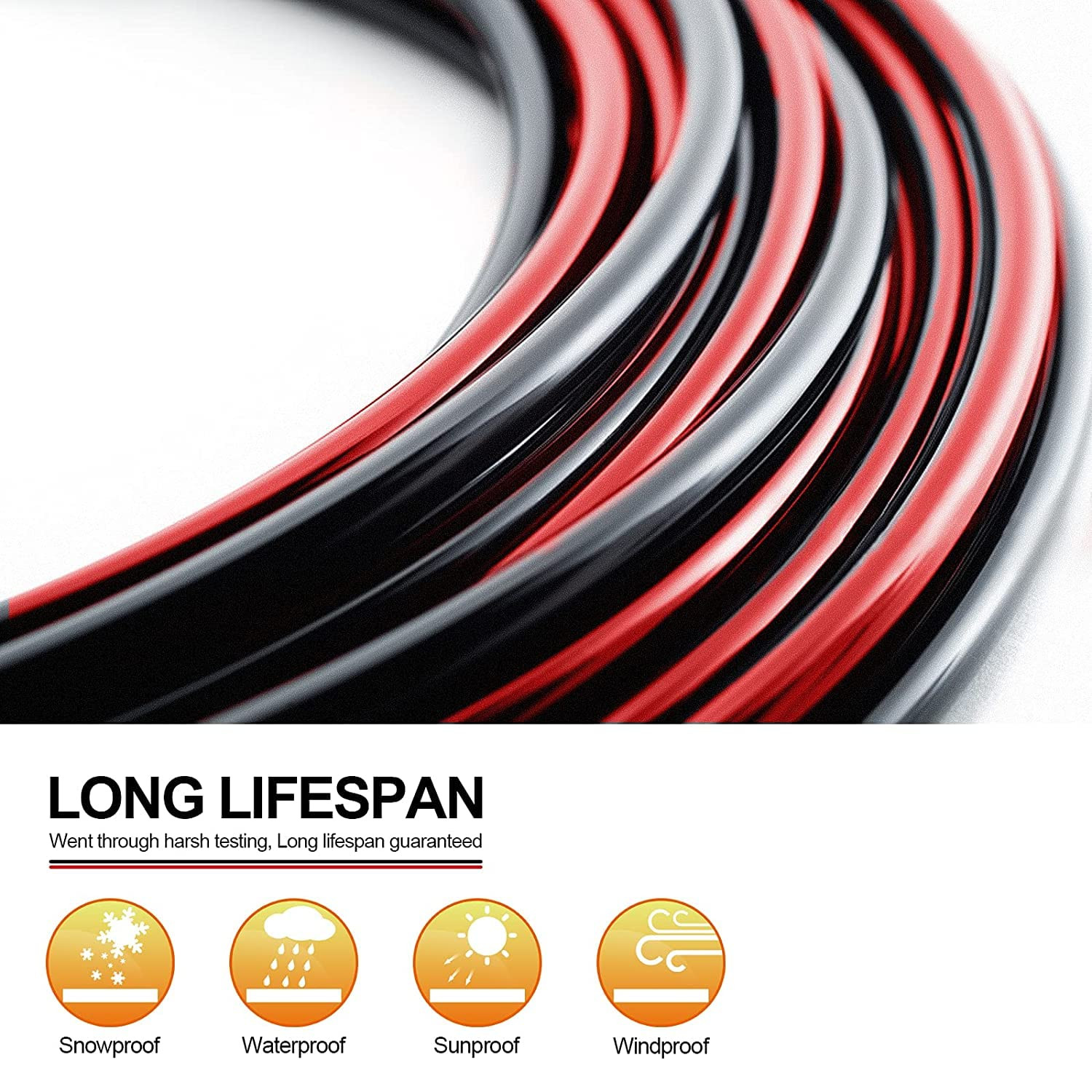 200Ft 10AWG Tinned Copper Solar Panel Wire – UV Resistant Extension Cable