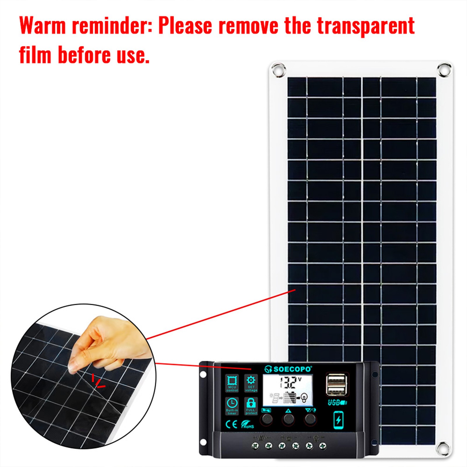 800W 4 x 200W PV Panel Kit – 100A Controller + 2M DC Cord for Home Balcony/RV4JP