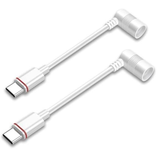 2PCS Barrel Plug to USB-C Adapter for Ring USB C Outdoor Cameras, Barrel White