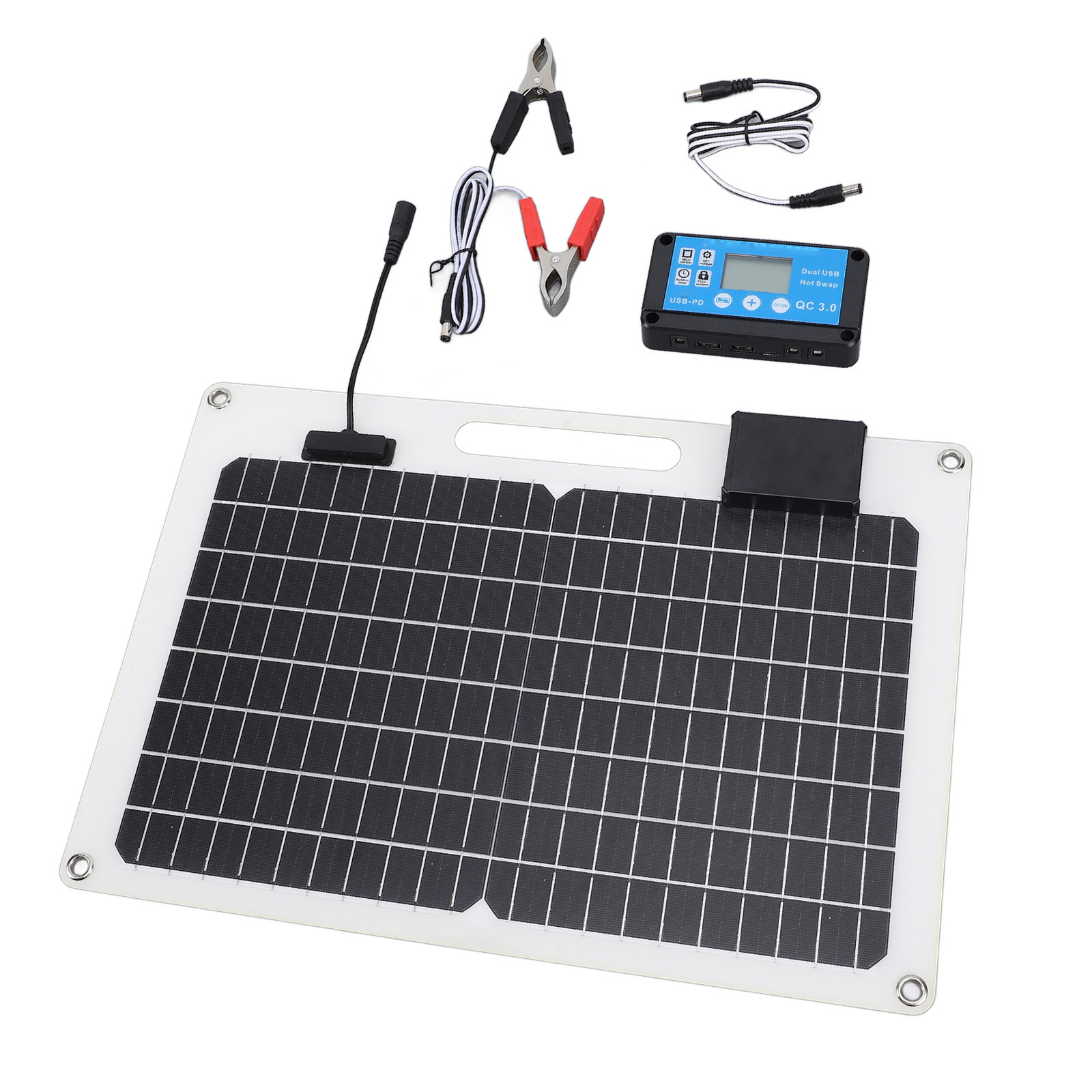Solar Panel Battery Charger 100W Monocrystalline Silicon 12V 24V Dual USB 100