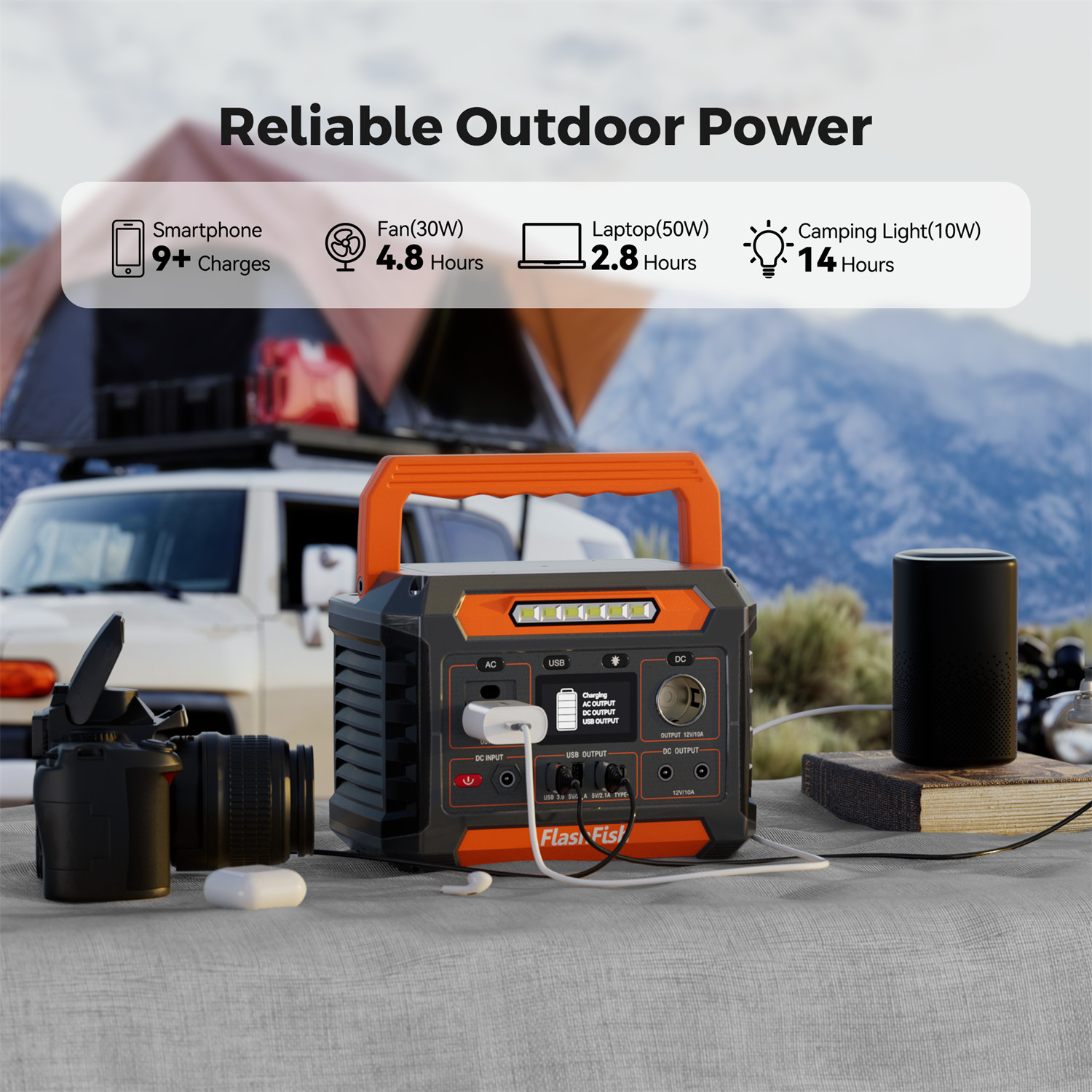 Flashfish P66A Portable Power Station 200W 144.3Wh 110V Solar Generator US Stock