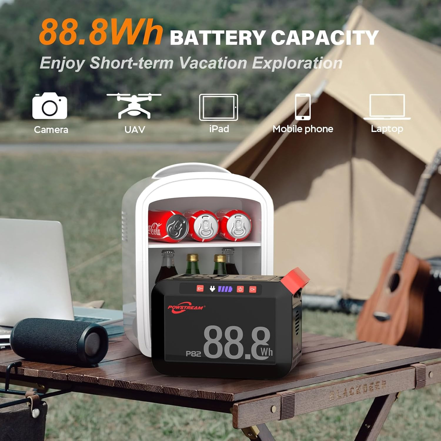 Portable Power Station 88.8Wh Power Bank 80W Camping Solar Generator with 120W P