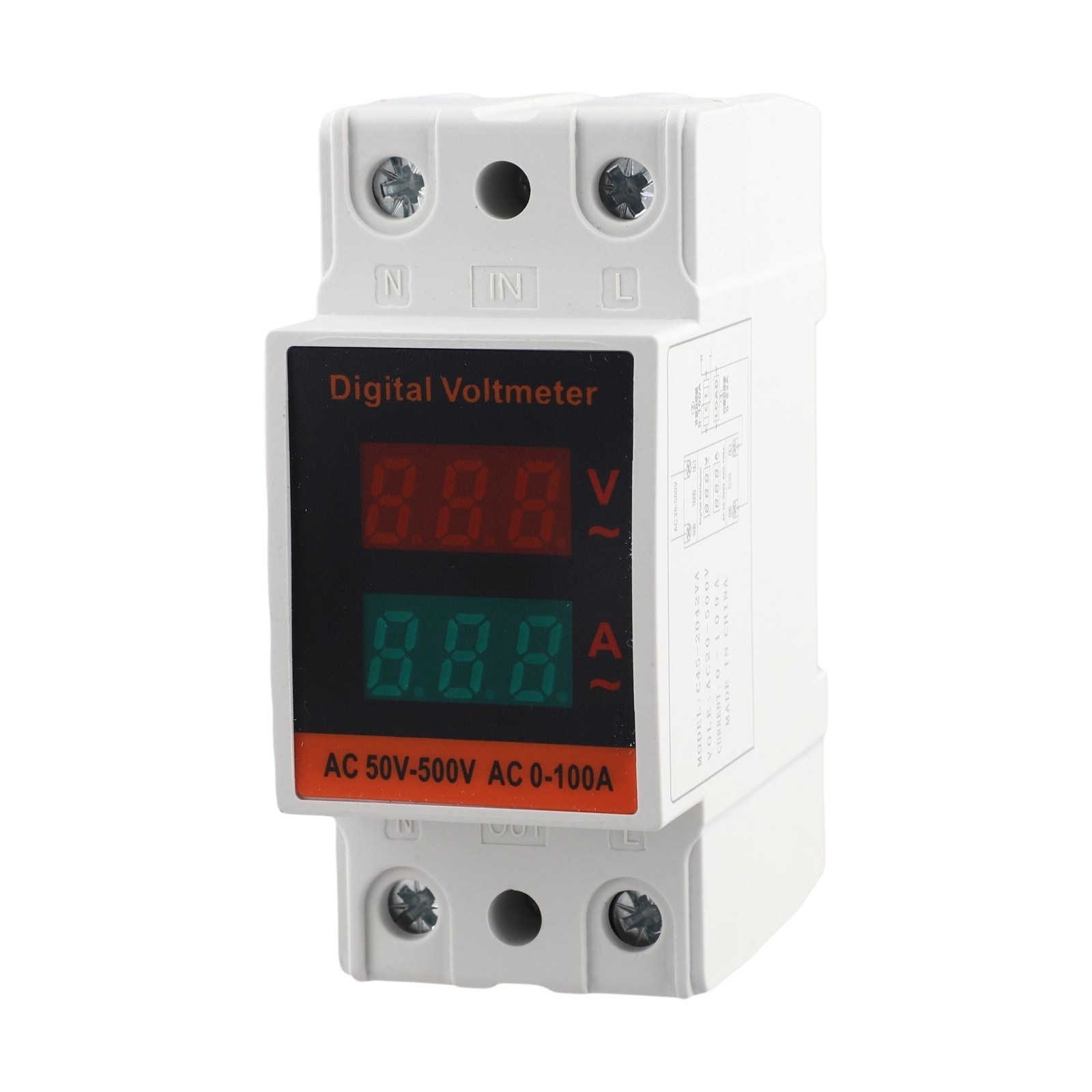 Dual Display AC Voltage and Current Meter with PC Material Construction