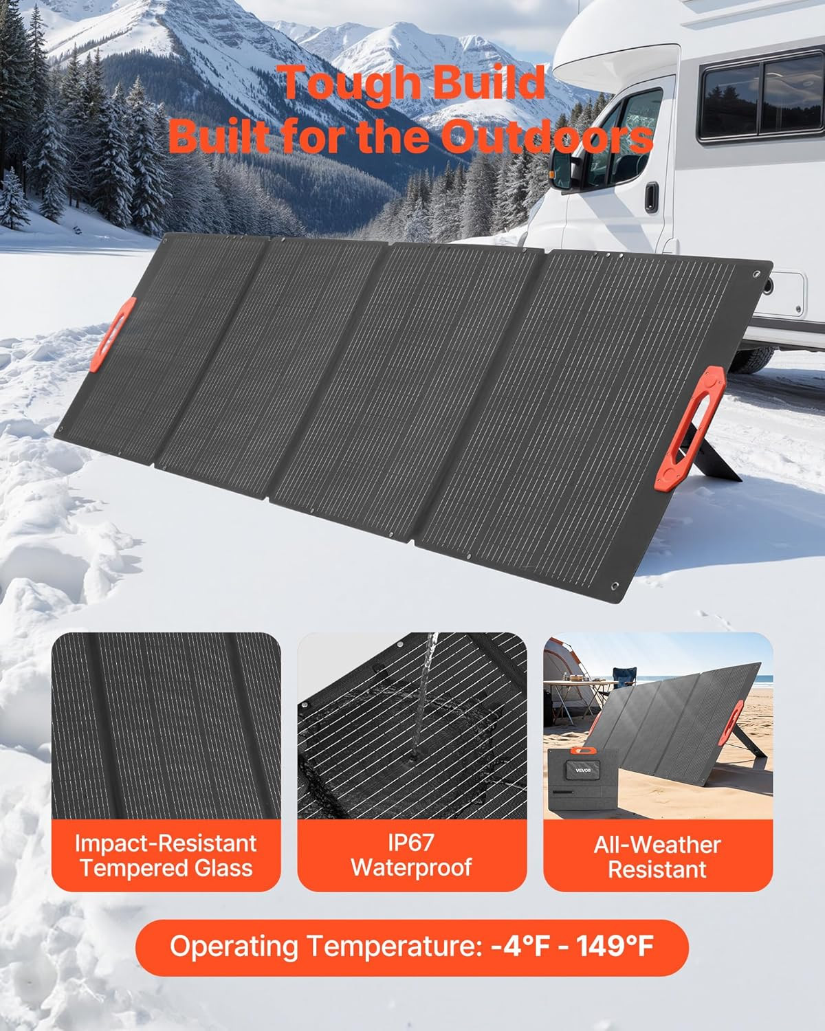 300W Foldable Monocrystalline Solar Panel, 23% High-Efficiency Portable Mono Sol