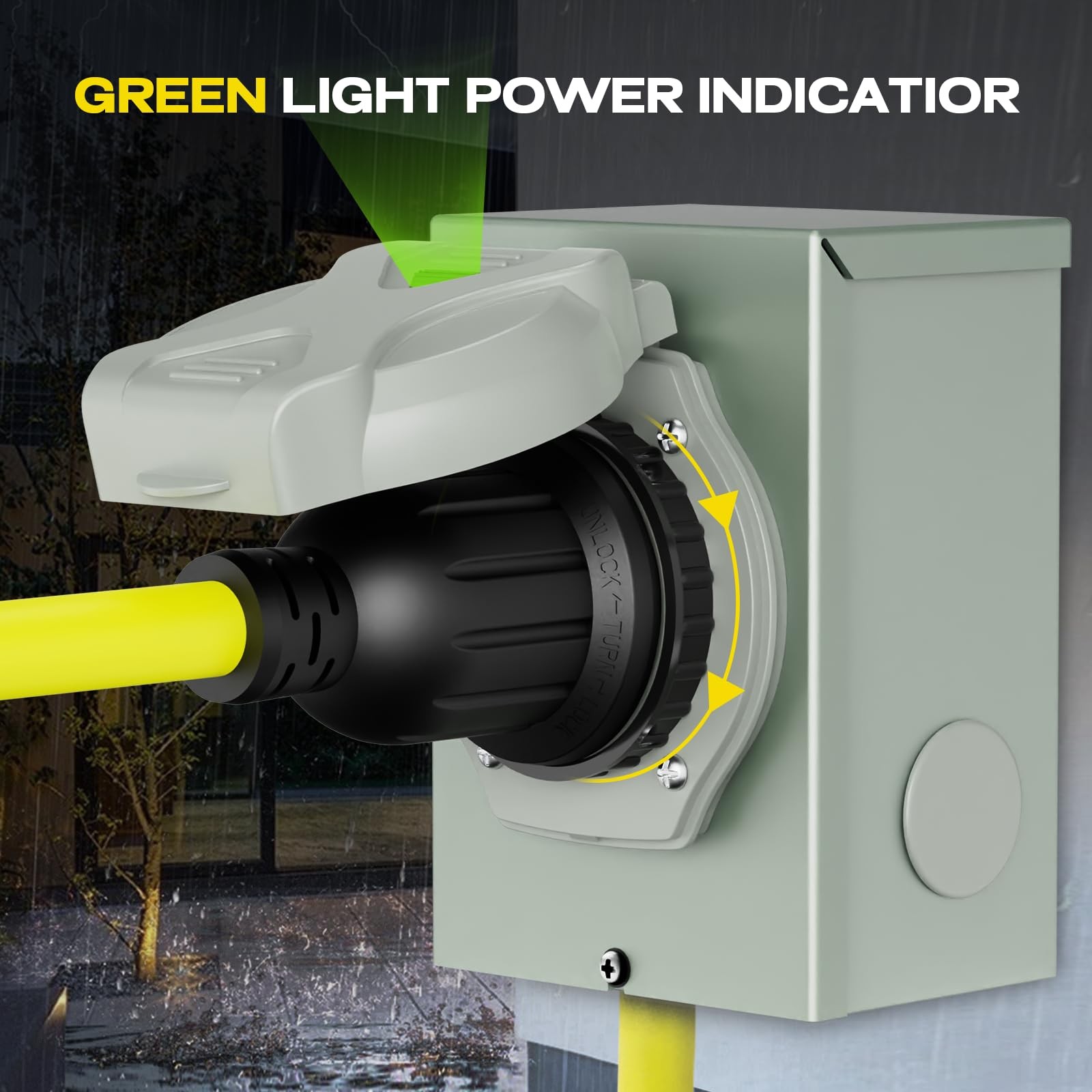 Power Inlet Box 30 Amp NEMA L14-30P 4 Prong 125/250V 7500W Weatherproof Outdoor
