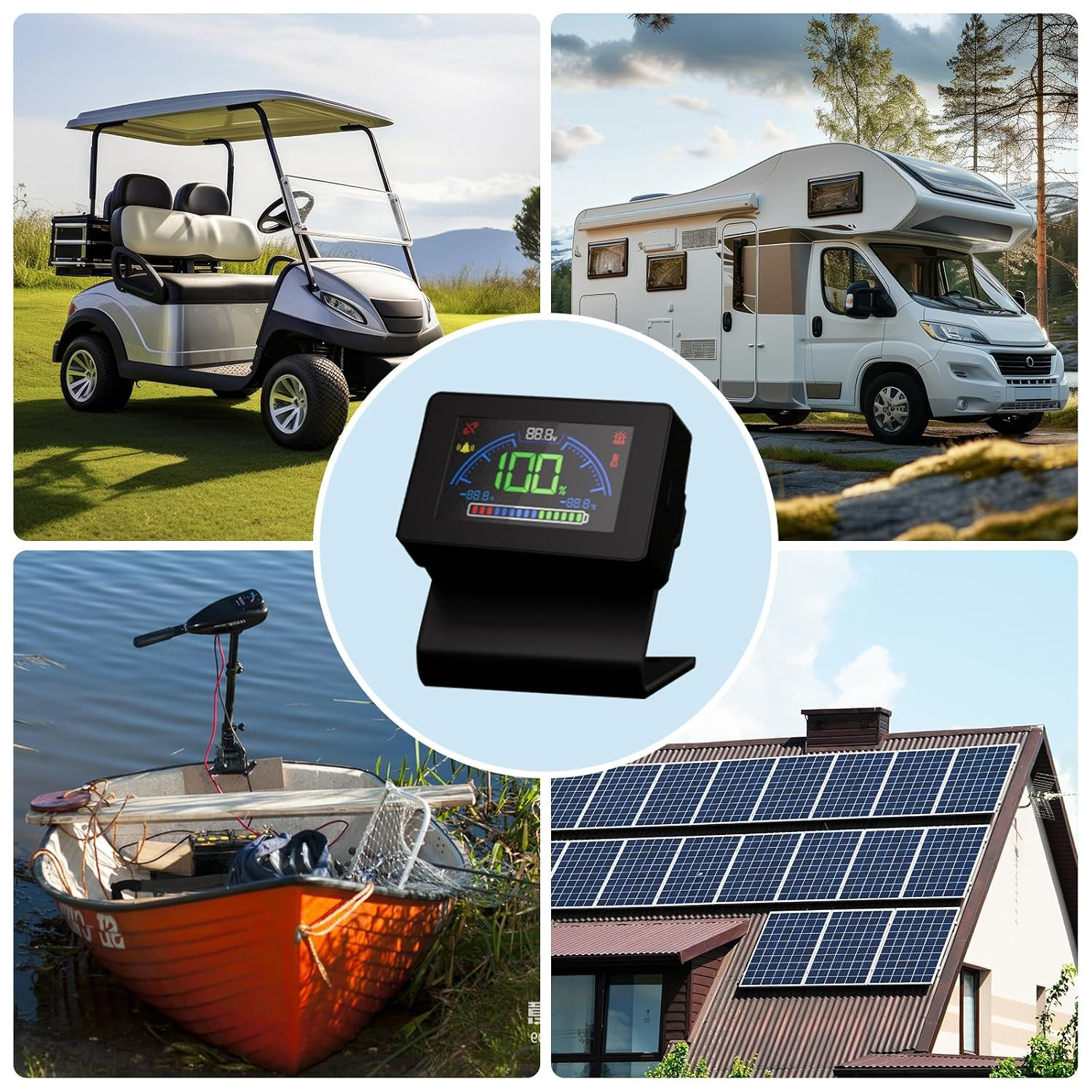 DC HOUSE Bluetooth Battery Capacity Monitor for 12V/24V/36V/48V Systems, DC 8–90