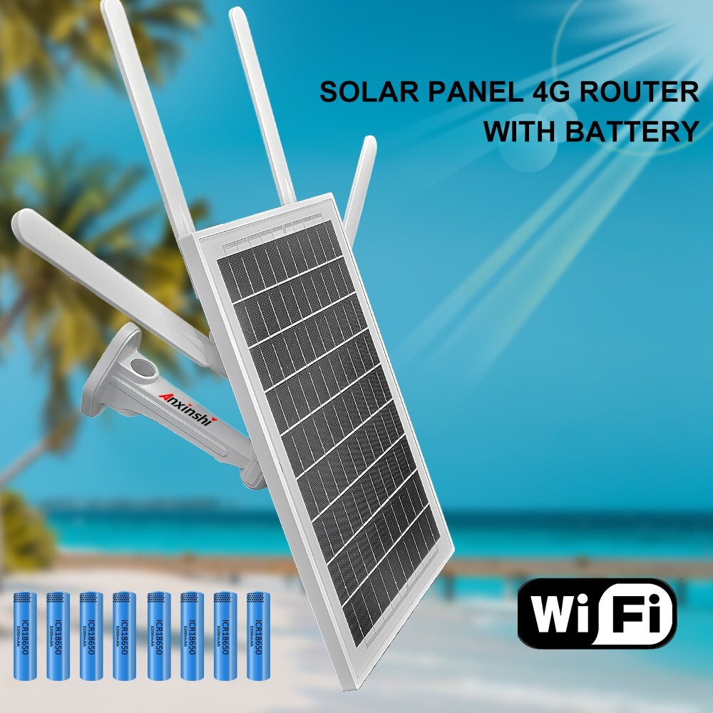 Multi-band 4G SIM solar panel router 10*18650 battery support 4G/ network port