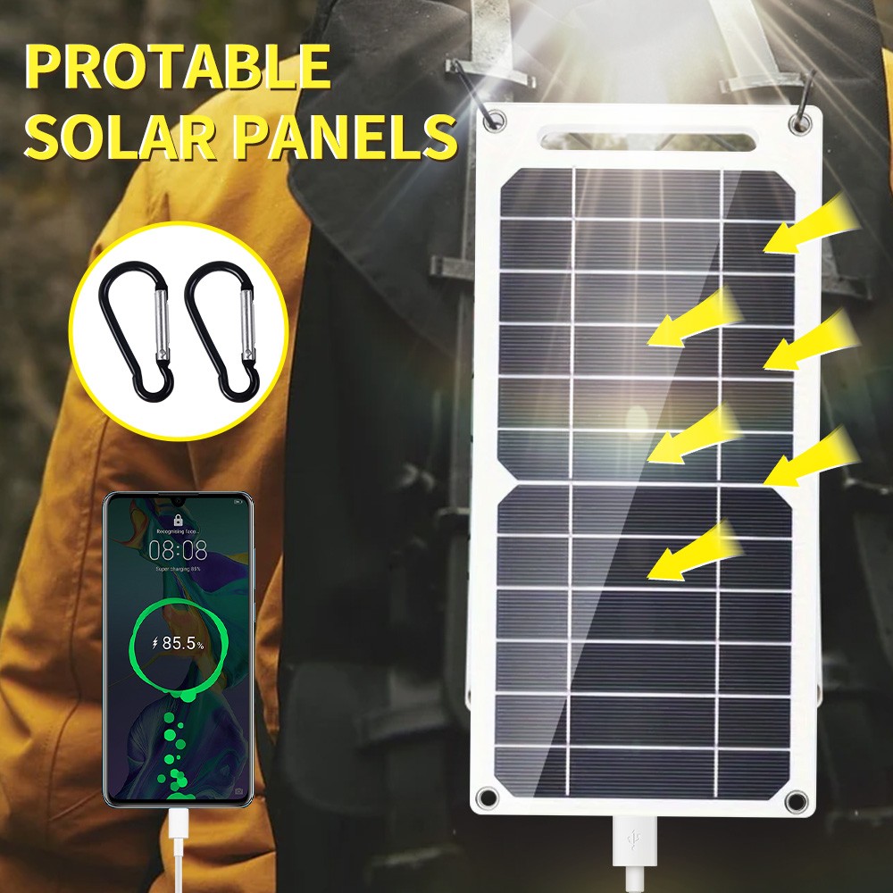 20W Portable Mini Solar Panel For Outdoor Phones 5V USB Type-C Charge Power Bank