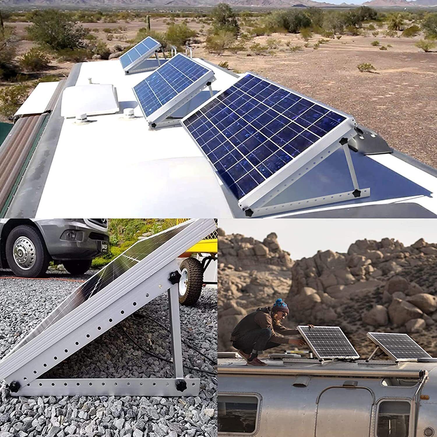 Solar Panel RV Tilt Mount Brackets Roof Flat Surface Adjustable Frame (45/47in）