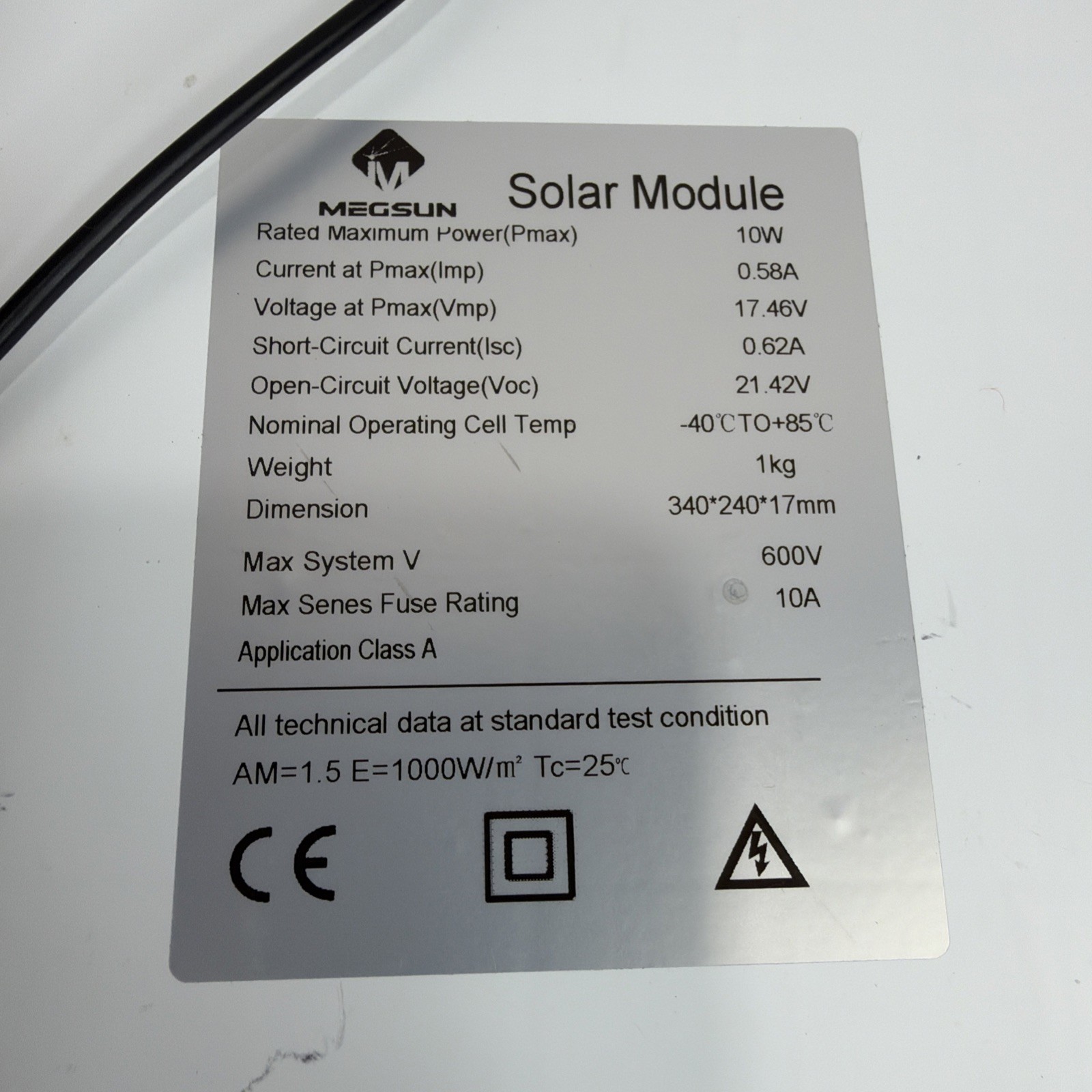 New Megsun 10 Watt 12V High Efficiency Mono Solar Panel w/ Alligator Clips FSHP