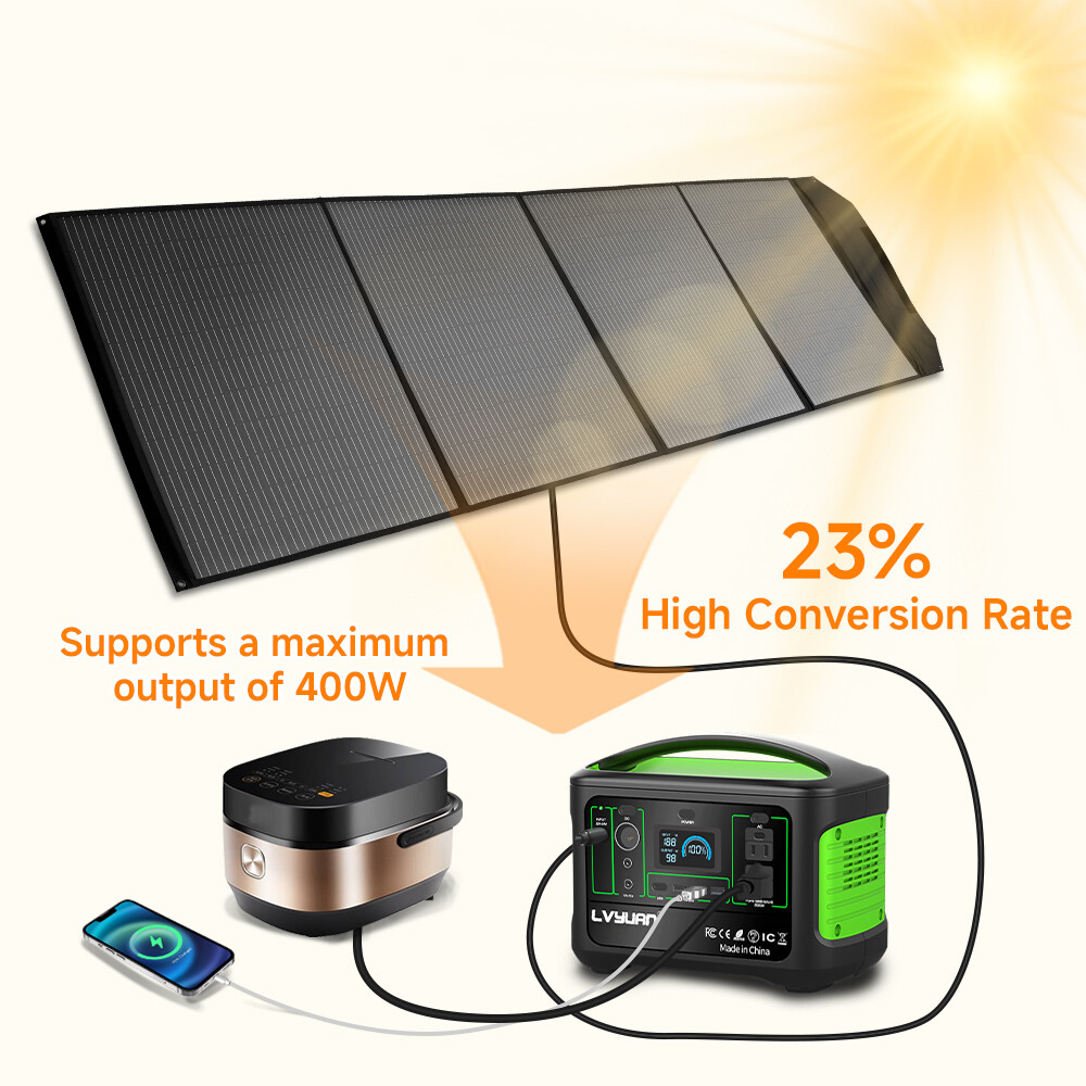 400W Foldable Solar Panel Portable Folding for Charging Home Camping Blackout RV