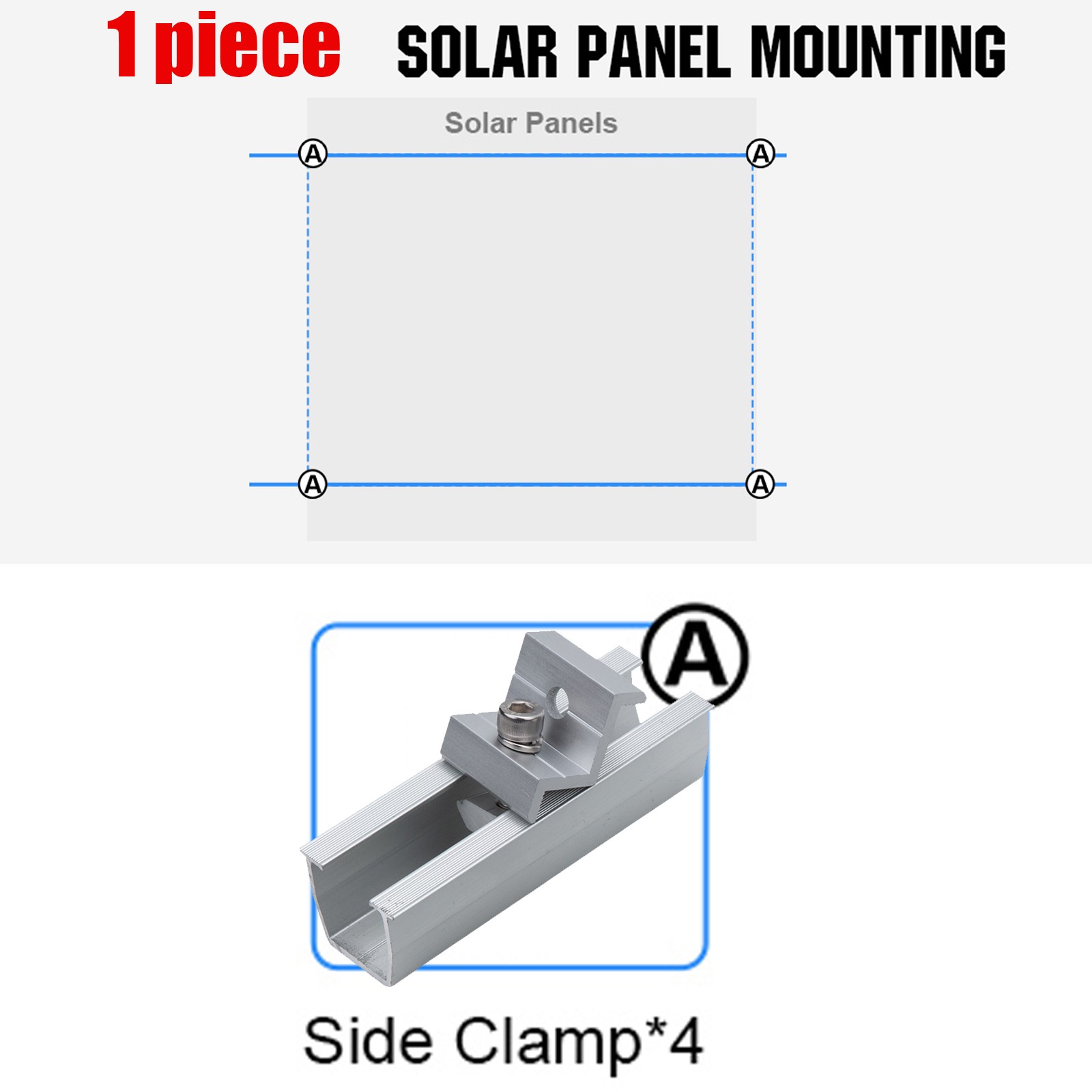 Solar Panel Mounting Rail Brackets Connector Kit for Metal/Tin/Flat/Sheet Roof