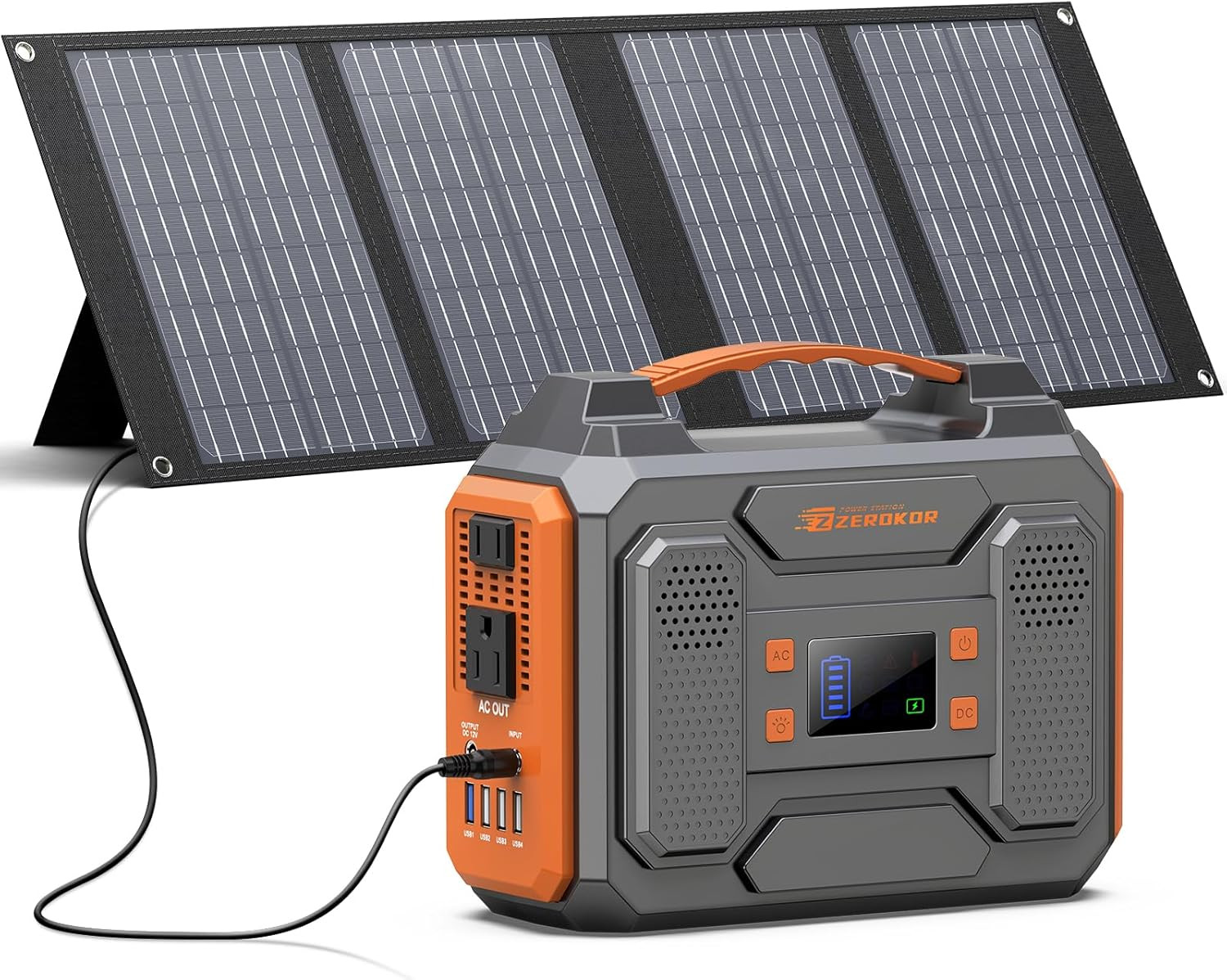Solar Power Bank Generator with Panels, 300W Portable Power Station with Solar P