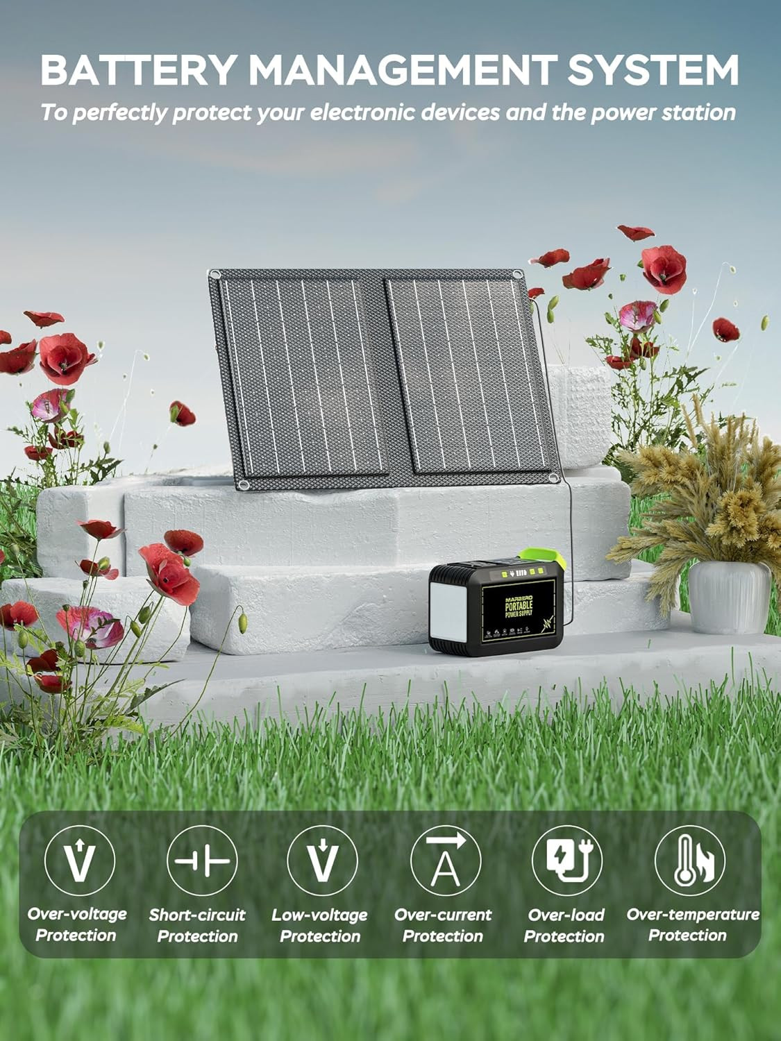 MARBERO 88.8Wh Solar Generator with 21W Solar Panel Included Portable Power Stat