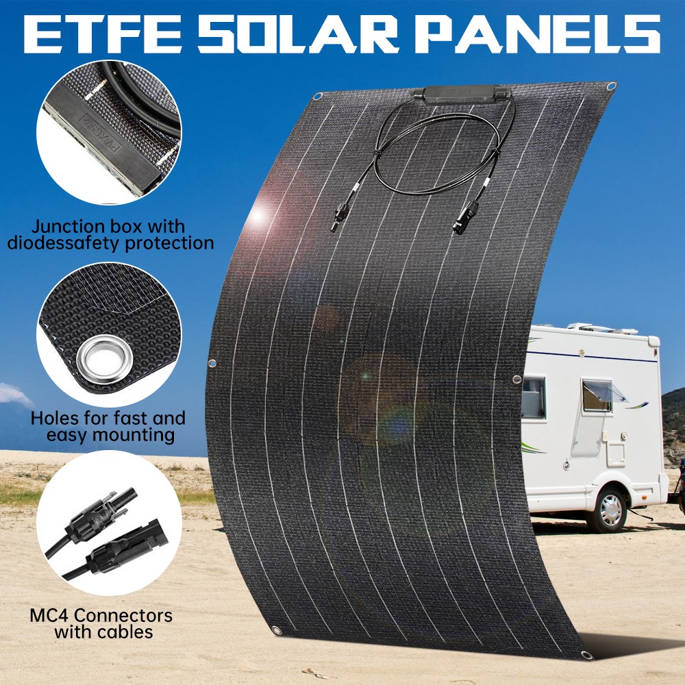 200W Flexible Solar Panel 12V Monocrystalline Charger Boat RV Marine Off Grid