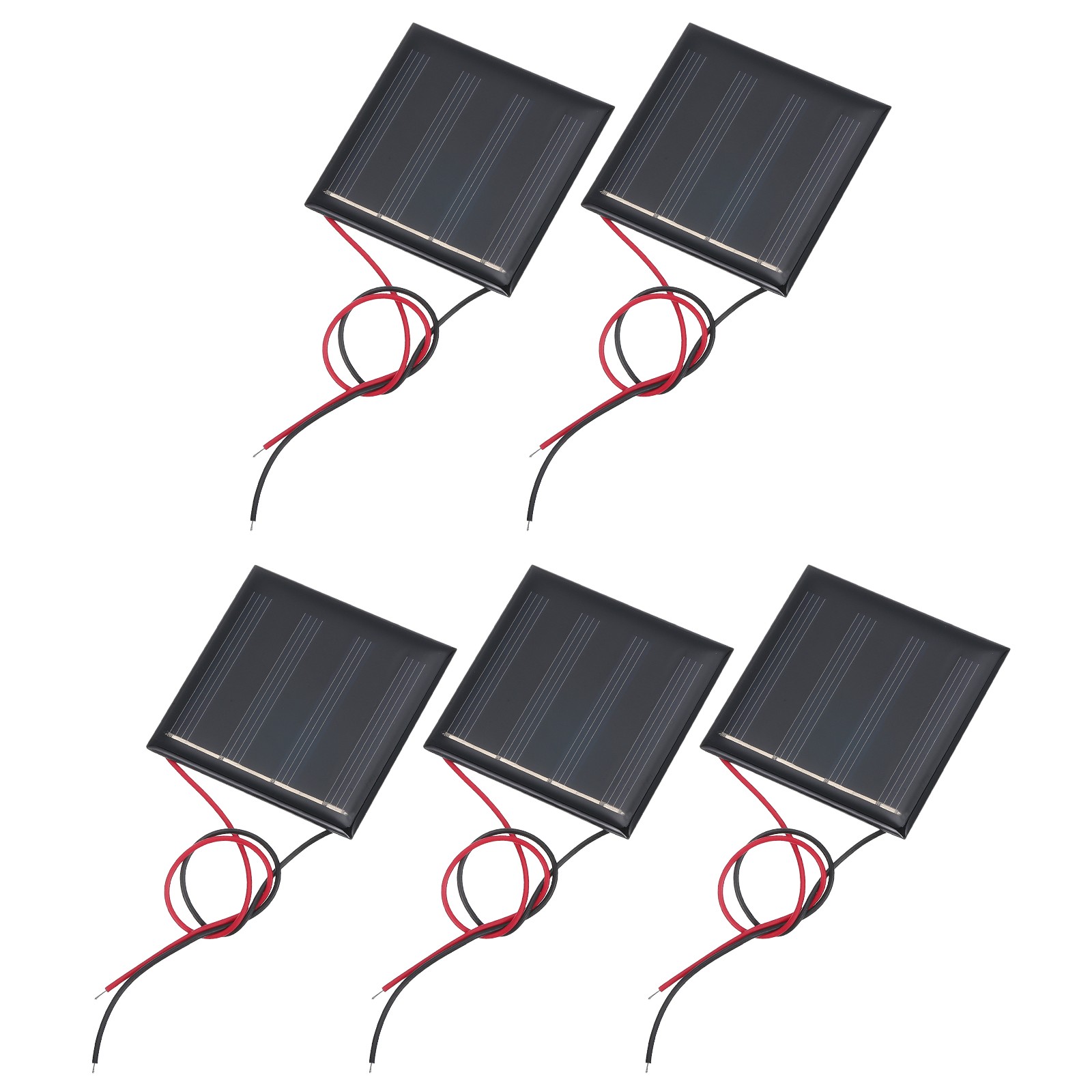 5 Pieces Mini Solar Panels 2V 0.32W 160mA for with 2 Cables 50x50mm
