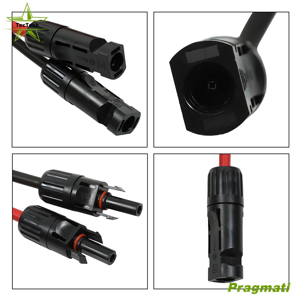 10/12 AWG 1 Pair Black + Red Solar Panel Extension Cable Wire Connector