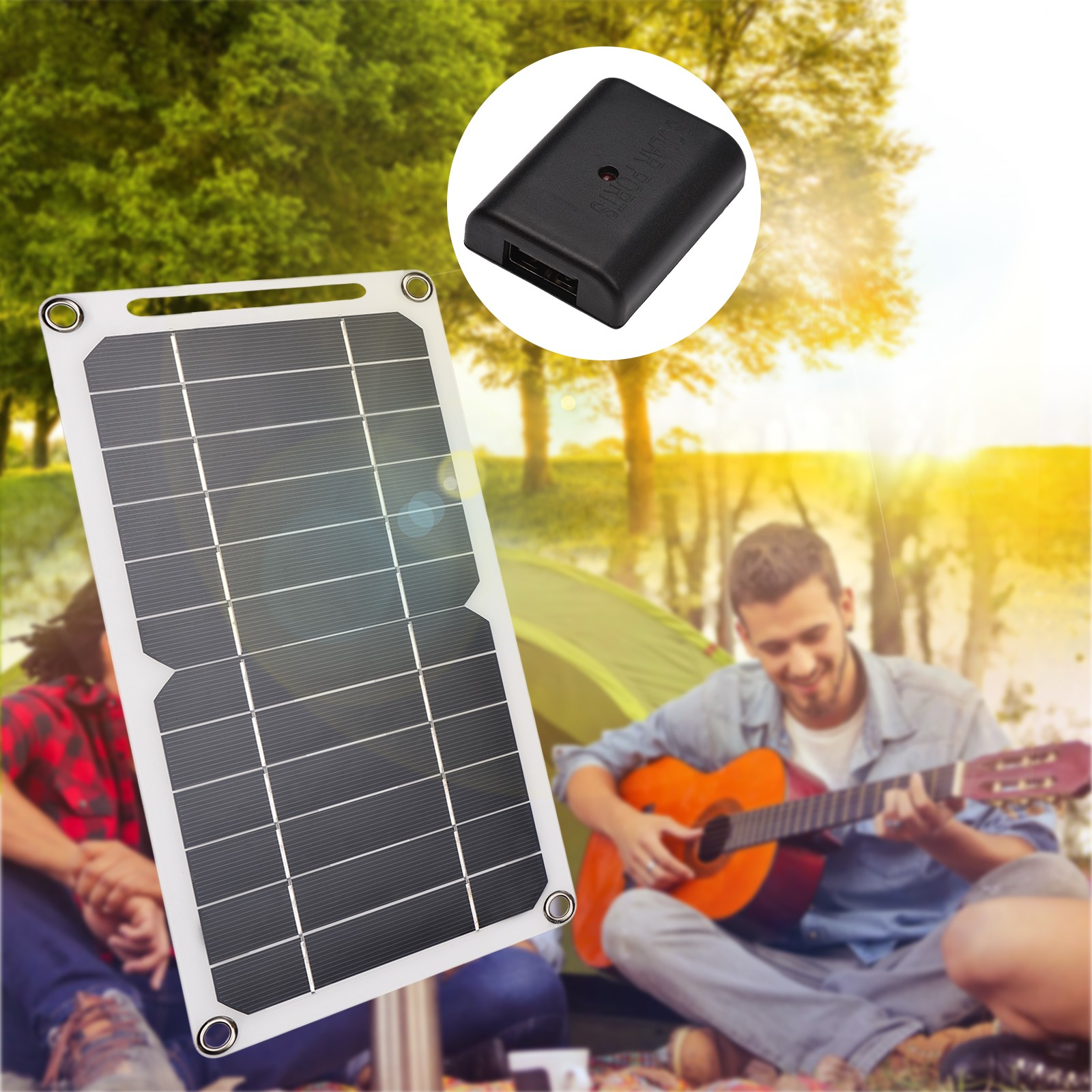 2-6W 5V Solar Panel With USB Port 2PCS Carabiner Monocrystalline Silicon Solar