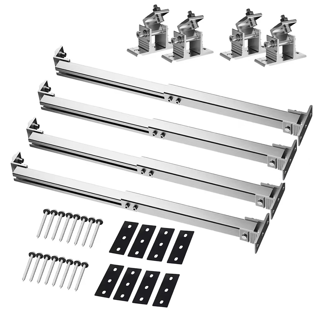2 Set Adjustable Solar Panel Tilt Mount Brackets Aluminum Alloy Bracket Systems
