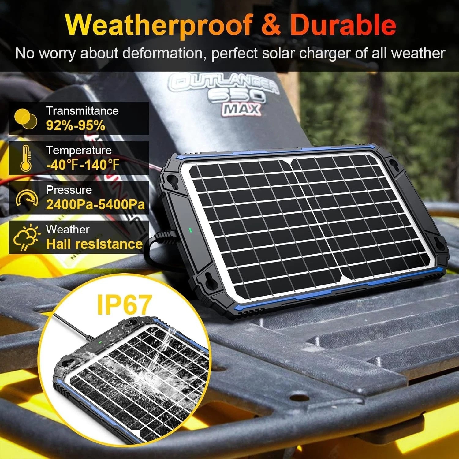 Waterproof 12W 12V Solar Battery Charger & Maintainer Pro, Built-in UltraSmar…