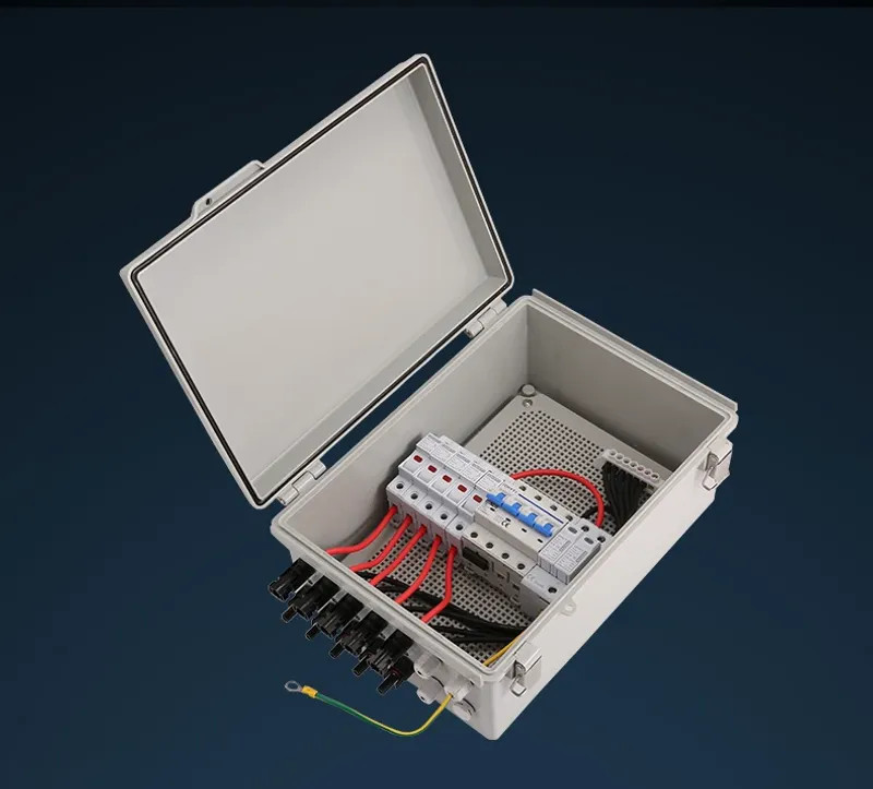 PV Combiner Box 5-in1-out 600V DC IP65 Waterproof SPD MCB Fuse Lightning Protect