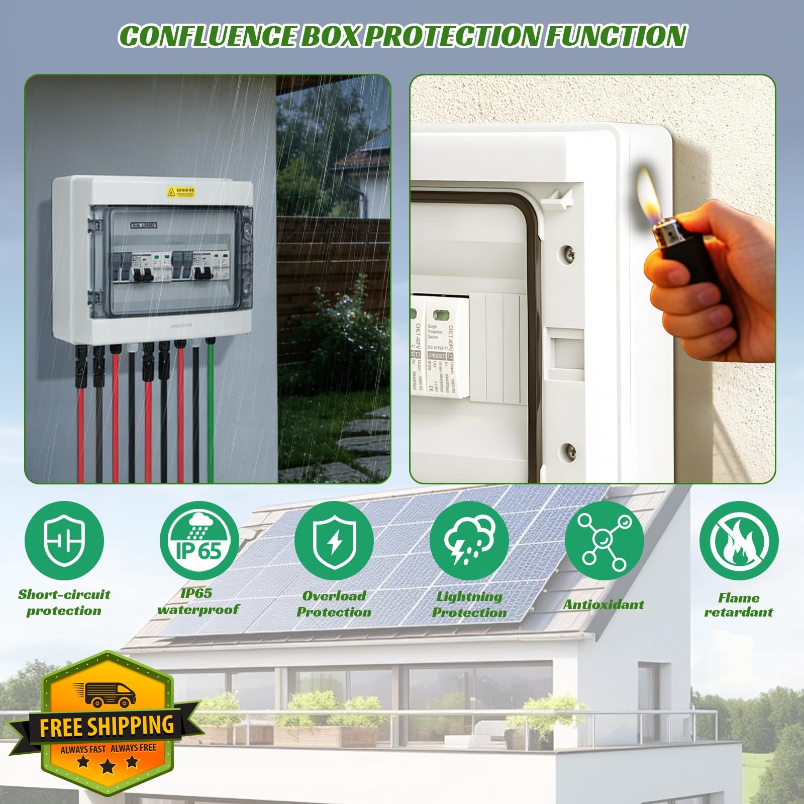 JINDOUZI Solar Combiner Box 2 In 2 Out 20A