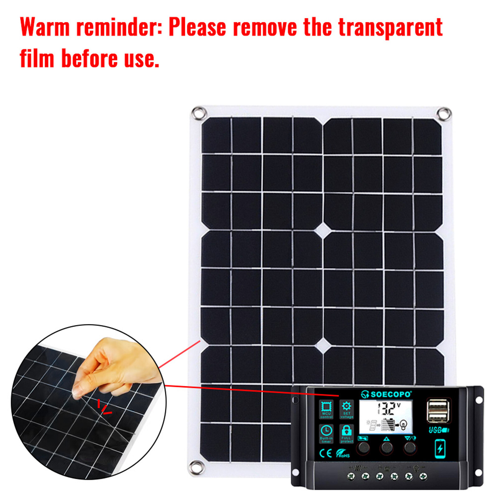 25 Watts Solar Panel Kit 100A 12V Battery Charger with Controller Caravan NEW