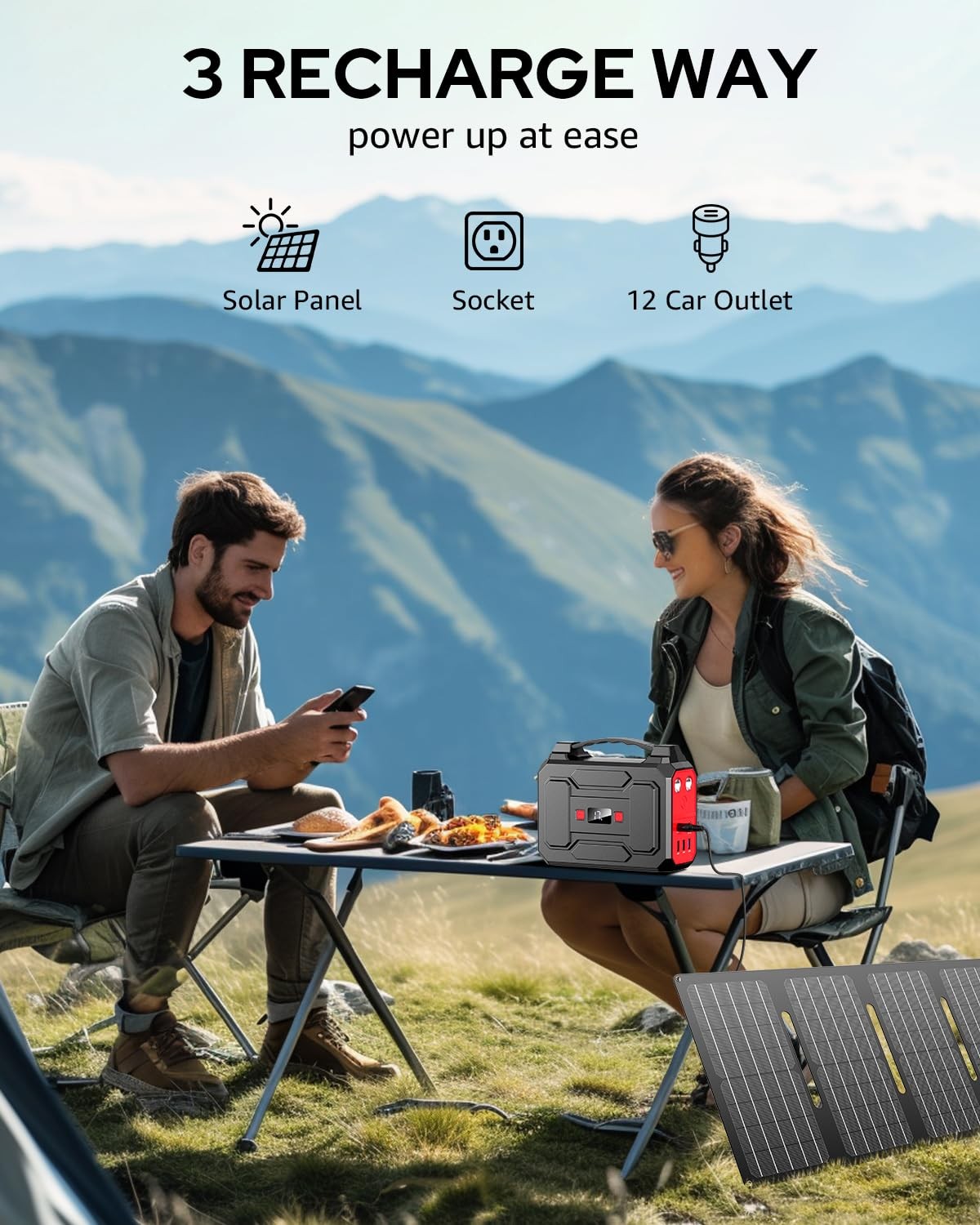 Portable Power Station Bank 146Wh 200W Peak(100W Rated), Solar Powered Power …