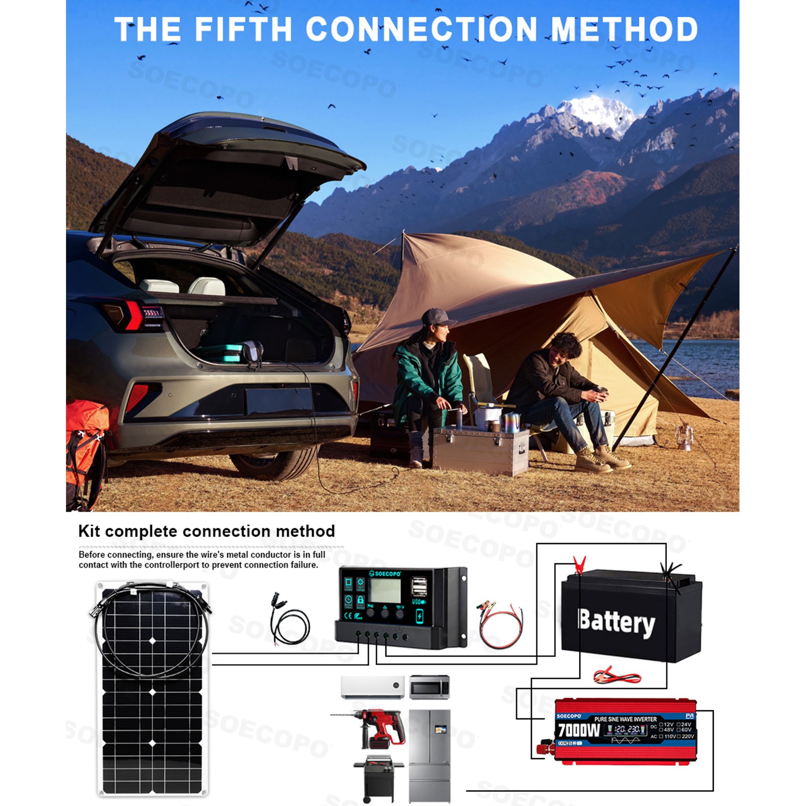 Pure Sine Wave Inverter 7000W Solar System Kit 100A Controller DC12V AC110 220V