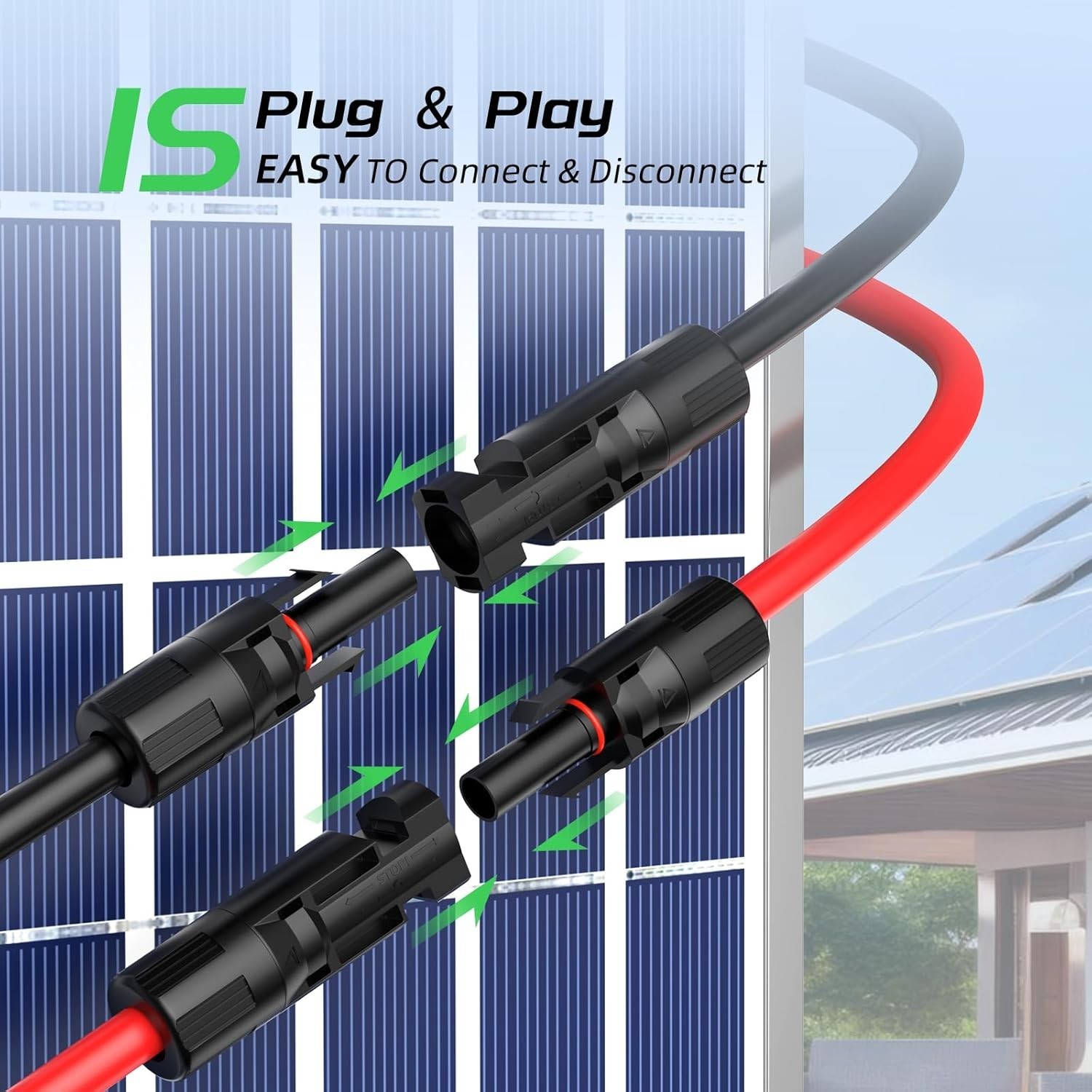 30FT 10AWG Solar Extension Cable Waterproof Connectors for RV and PV Systems