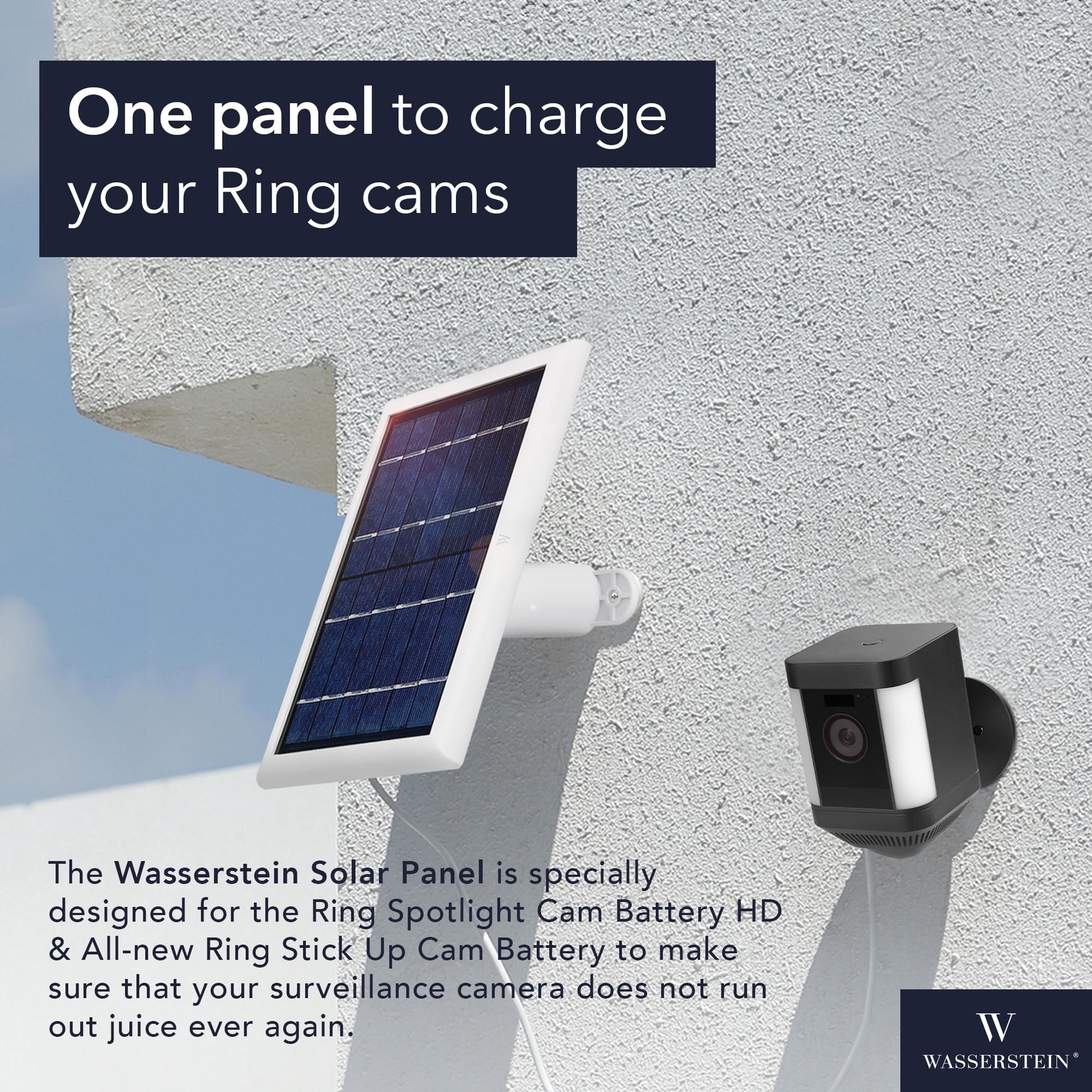 Wasserstein Solar Panel for Ring Stick Up Cam Battery and Reolink Argus Pro